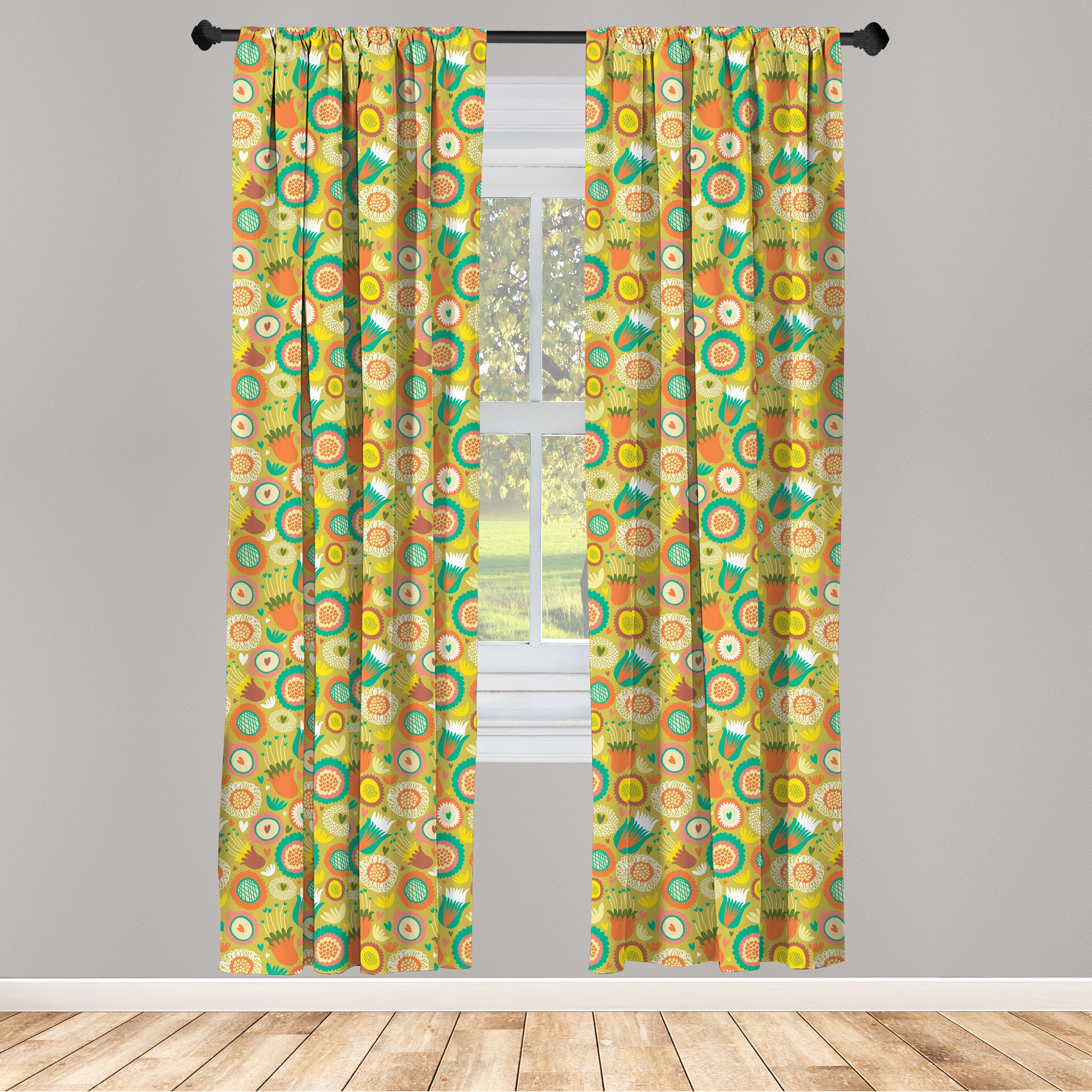 Gardine Vorhang für Wohnzimmer Schlafzimmer Dekor, Abakuhaus, Microfaser, Wunderlich Pflanzen Blumen