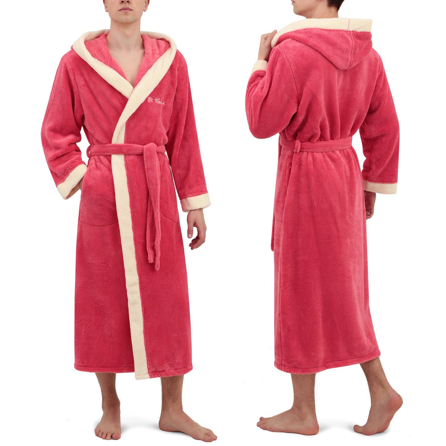 Di Vadini Bademantel Di Vadini UNISEX Herren Damen Bademantel PRATO mit Kapuze, wadenlang, Polyester, Weitenverstellung