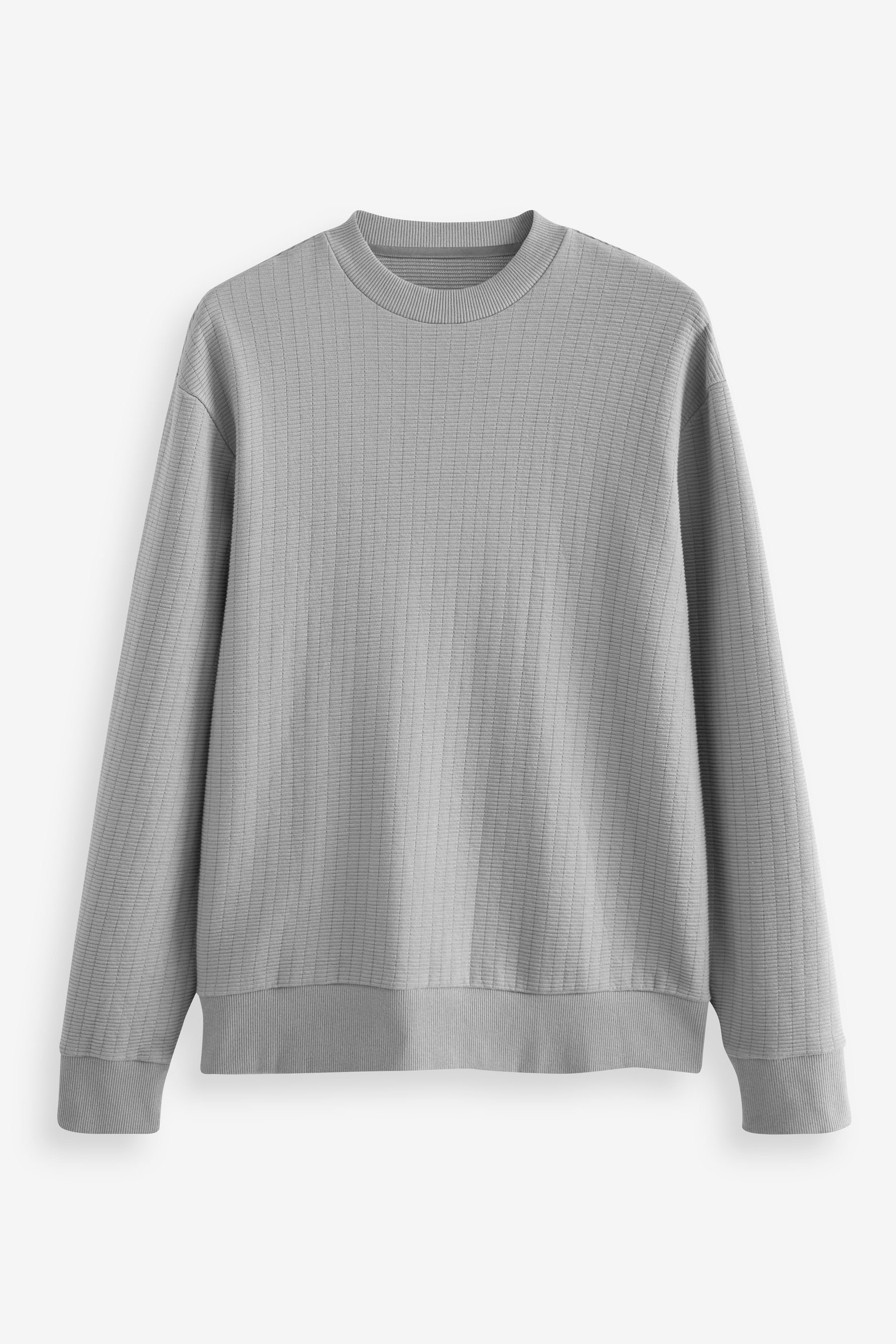 Next Langarmshirt (1-tlg) Strukturiertes Shirt mit Rundhalsausschnitt Grey