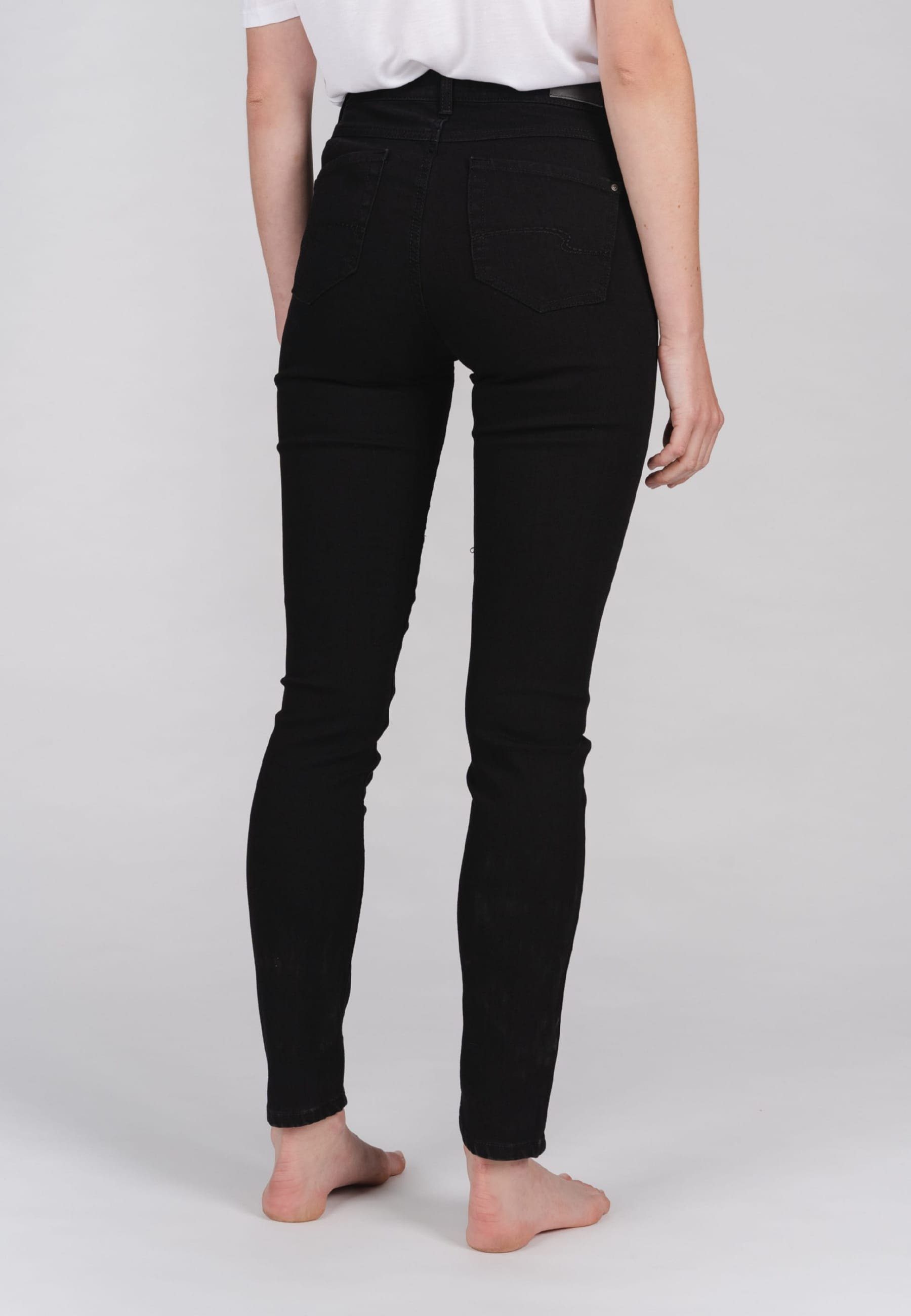 ANGELS Slim-fit-Jeans Jeans cleanem mit Skinny Label-Applikationen Denim schwarz mit