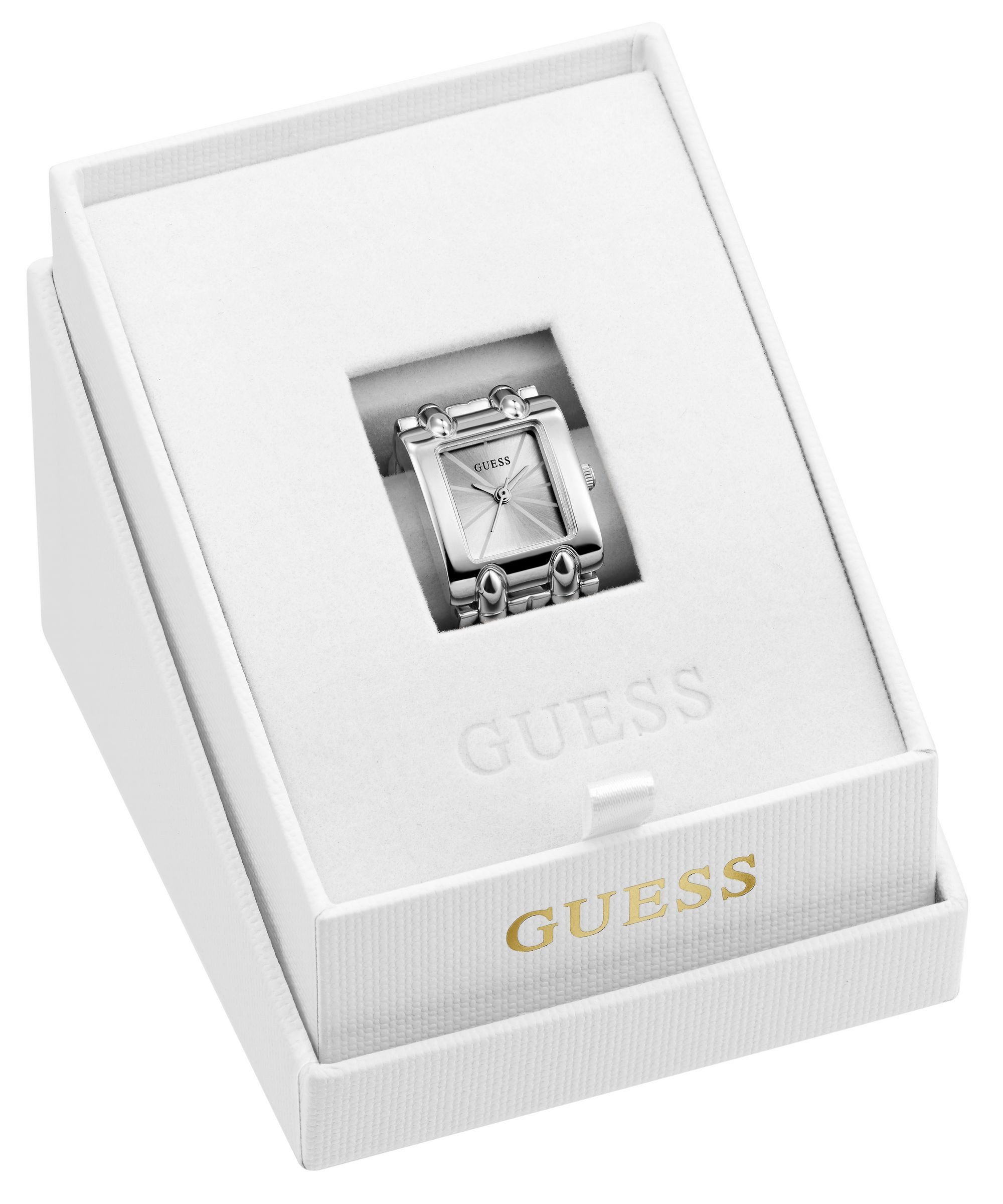Guess Uhrenring MOD HEAVY METAL GW1025L1, Quarzuhr, Damenuhr, Edelstahlringschiene, analog
