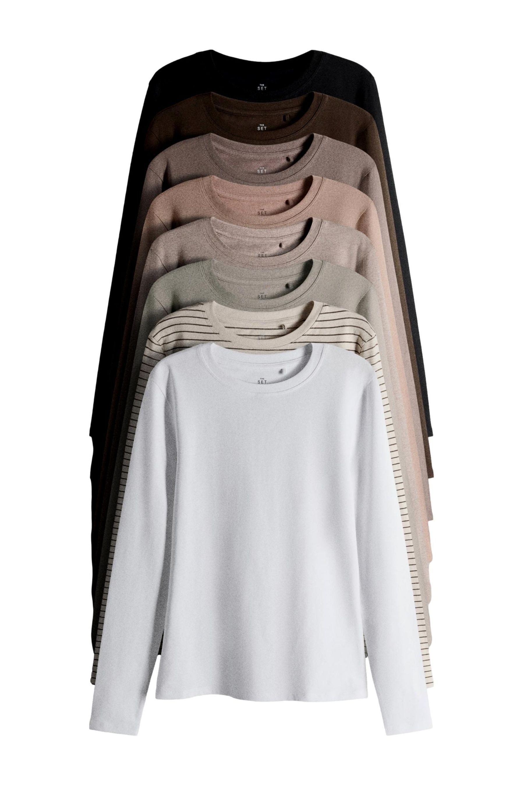 The Set Langarmshirt The Set Slim Fit Langarmshirts, 8er-Pack (8-tlg)