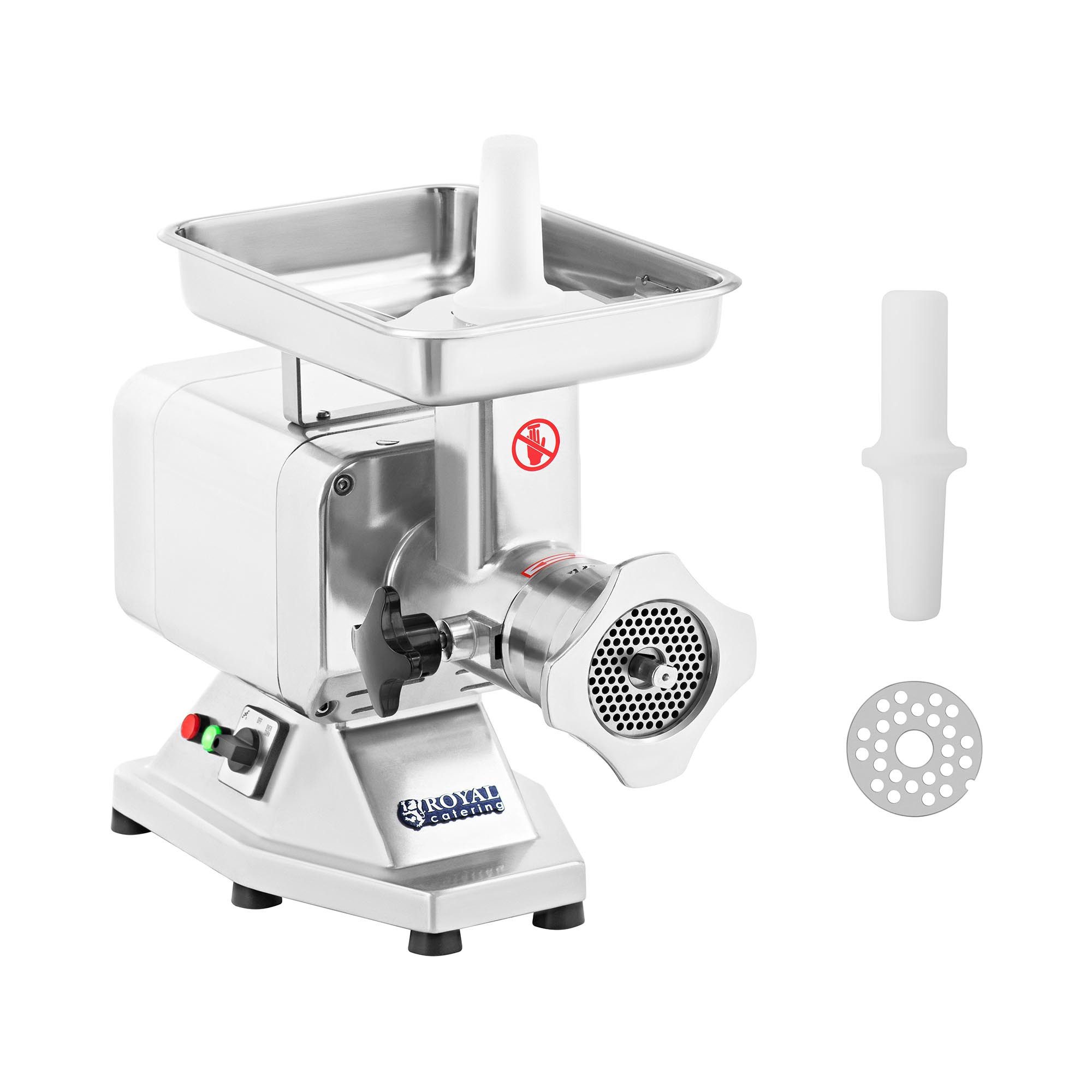 Royal Catering Fleischwolf 220 kg/h Ladenwolf Elektrischer Wolf Edelstahl 2 Messer 1100 W, 1100 W