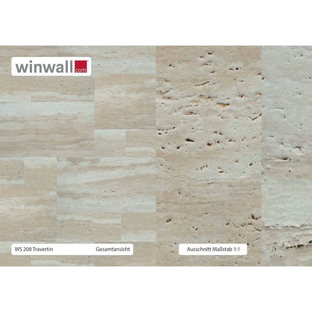 winwall Duschrückwand Duschrückwände ALU-Verbundplatte Dekor: Travertin, (1-tlg), Wandverkleidung aus Alu