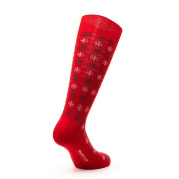 Bresciani Langsocken Weihnachtssocken (1 Paar) rot-grün-weiß, mit Weihnachtsmotiv, Made in Italy