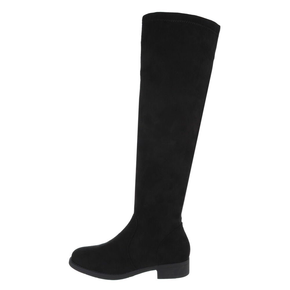 Ital-Design Damen Party & Clubwear Stiefel Blockabsatz Overknees in Schwarz günstig online kaufen