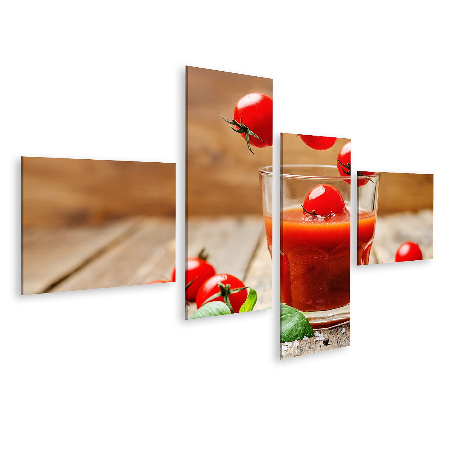 Leinwandbild Tomatensaft Tomaten Dunkles Holz Hintergrund Bilder