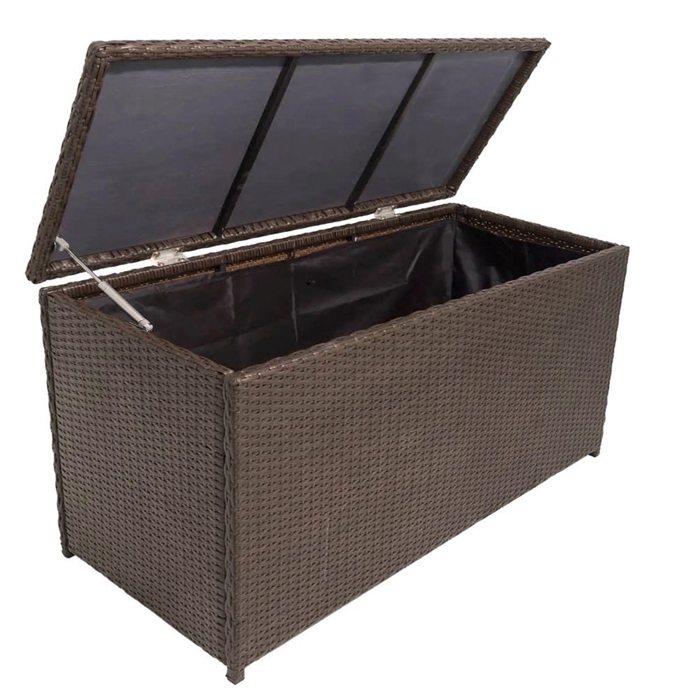 Lomadox Auflagenbox GAZA-120, Gartentruhe, Polyrattan in braun, ca. 120x60x50 cm
