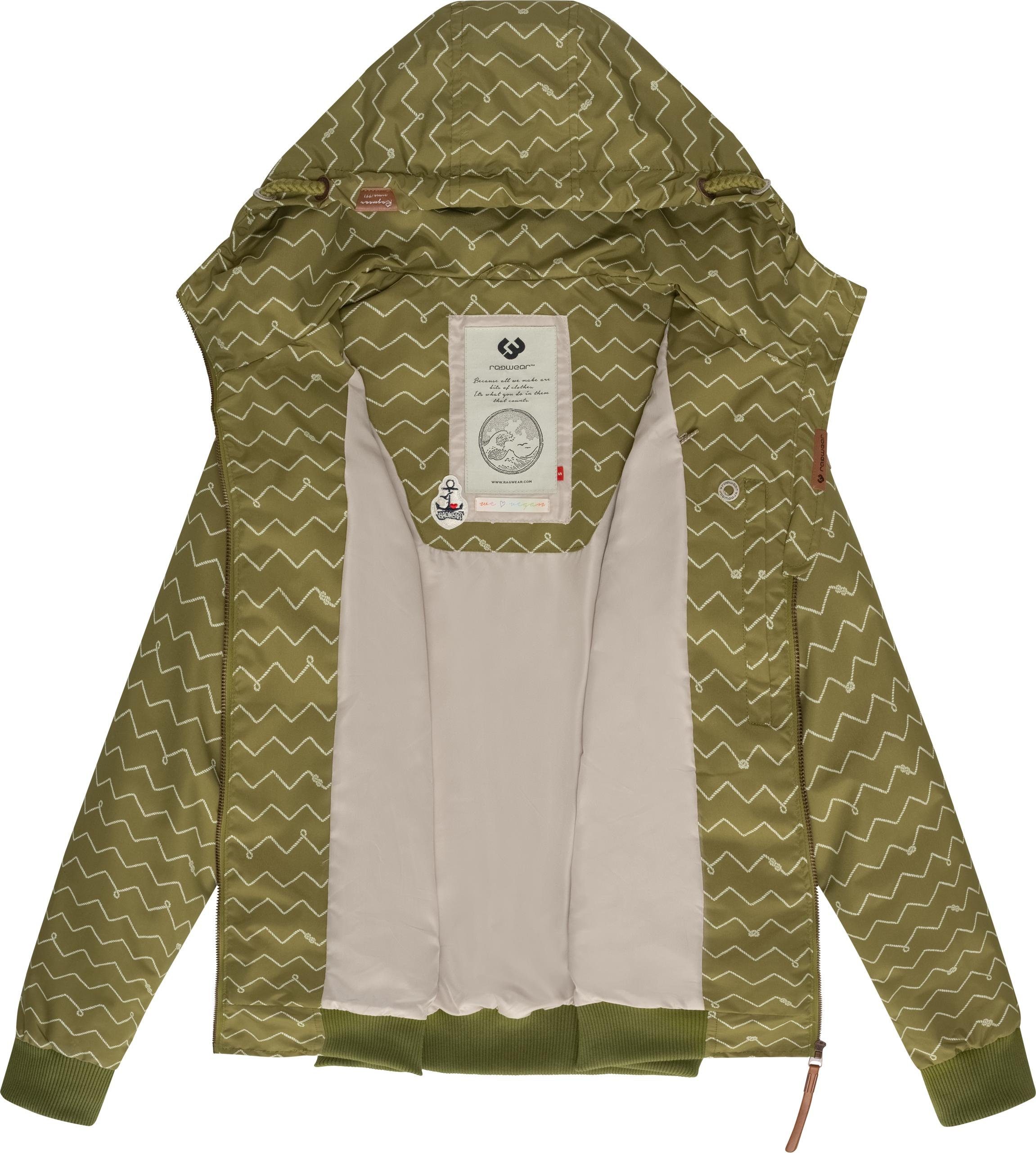 stylische großer Nuggie Funktionsjacke Ragwear mit Kapuze Übergangsjacke A grün