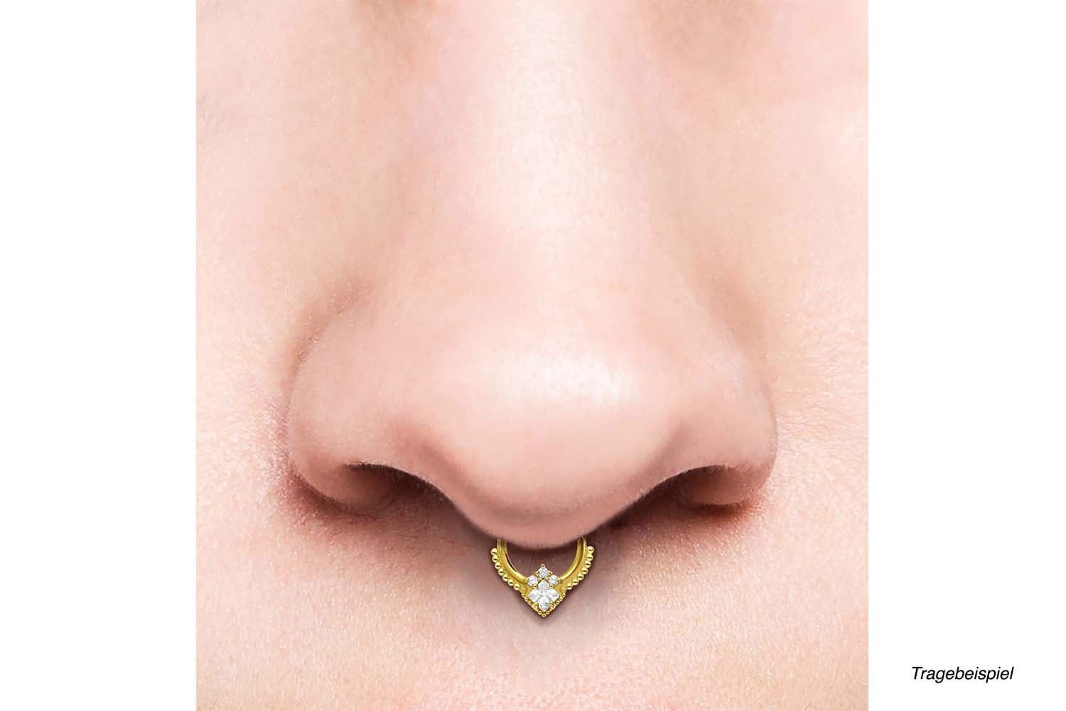 PIERCINGLINE Nasenpiercing Chirurgenstahl Segmentring Clicker 4 KRISTALLE + KUGELN Ohrpiercing (Clicker, 1-tlg), Ohrpiercing für Conch, Helix, Tragus, Daith, Lobe
