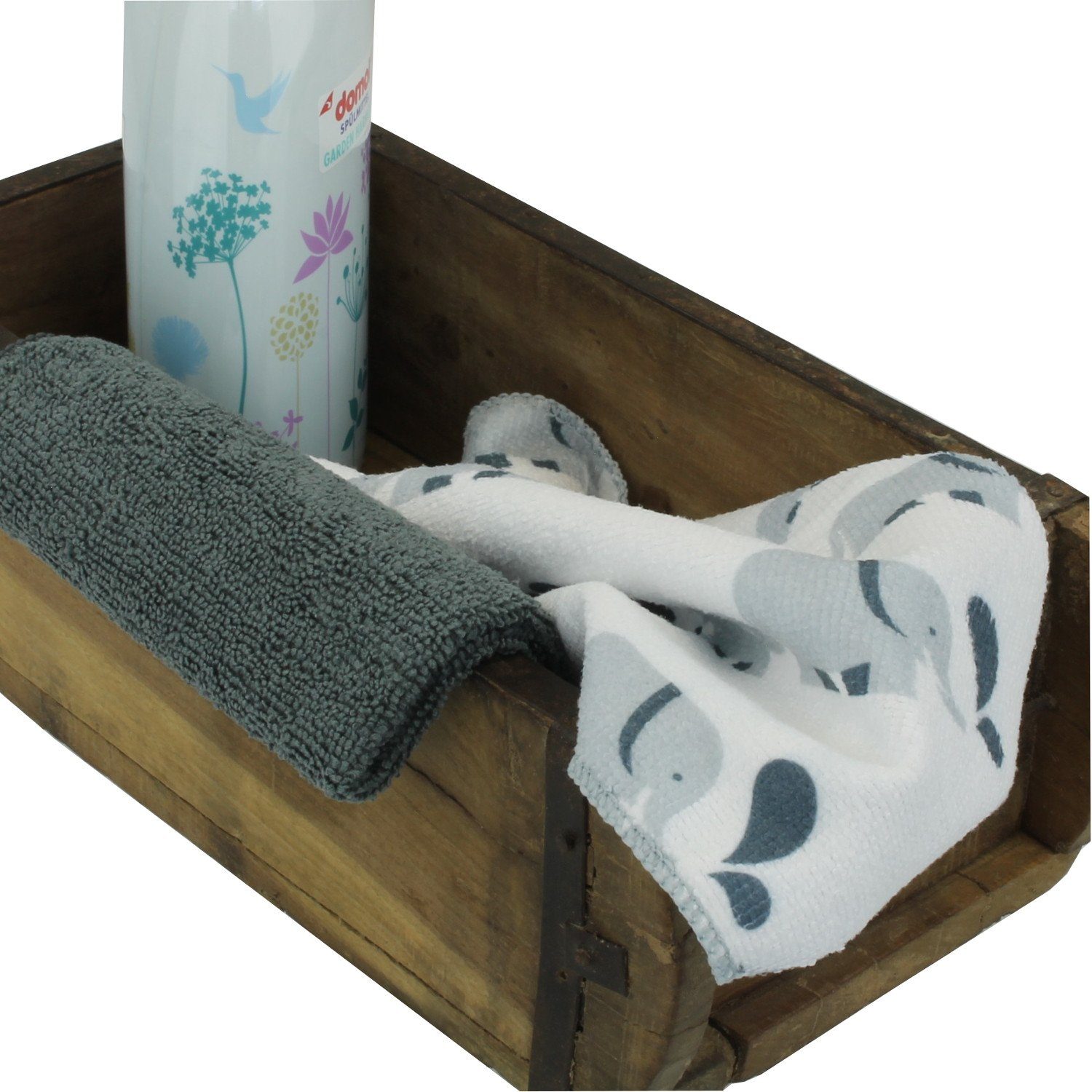 Macosa Home Spültuch Abwaschtuch Spüllappen grau Mikrofaser 3 Stück 29x29 cm waschbar