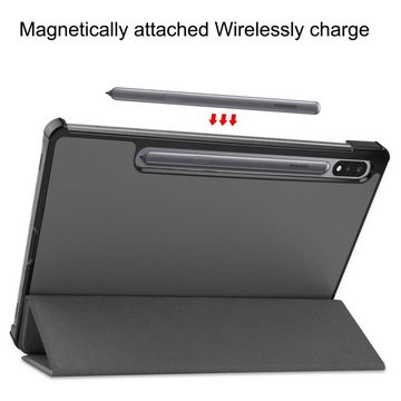 Wigento Tablet-Hülle Für Samsung Galaxy Tab S7 Plus / Tab S8 Plus Premium Smartcover Grau Tablet Tasche Etuis Hülle