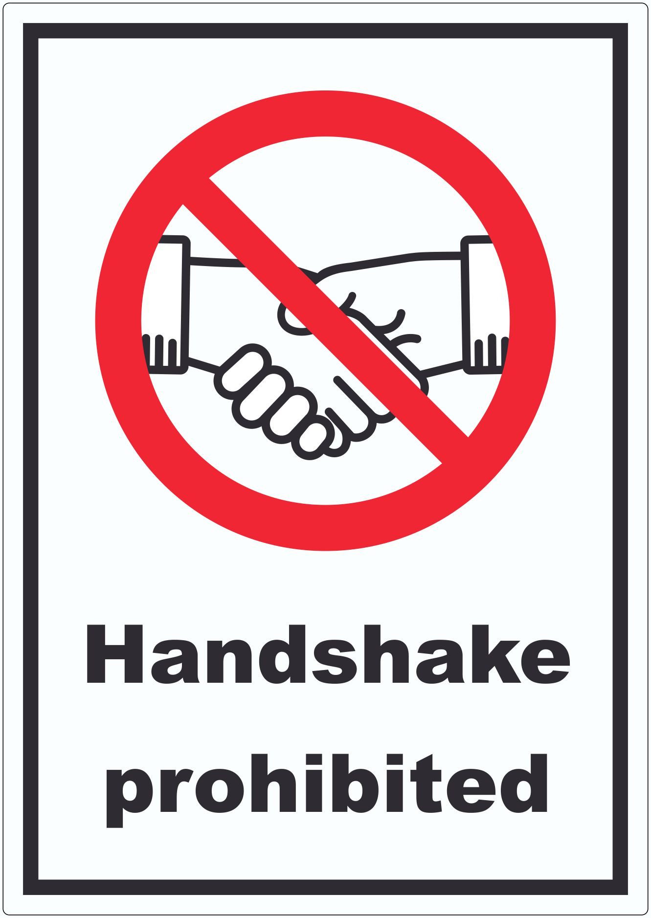 HB-Druck Aufkleber Handshake prohibited Aufkleber No handshake Symbol und Text Aufkleber, wetterfest, UV-beständig, kratzfest