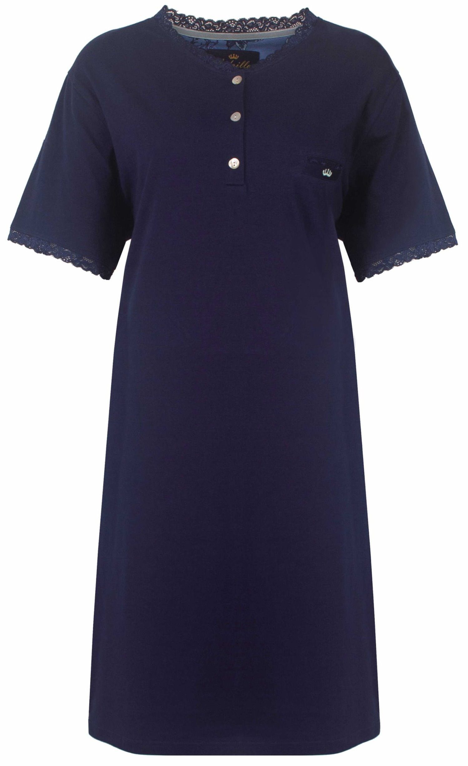 Medaillon Nachthemd Damen Schlafshirt mit kurzem Arm (1-tlg) Baumwolle