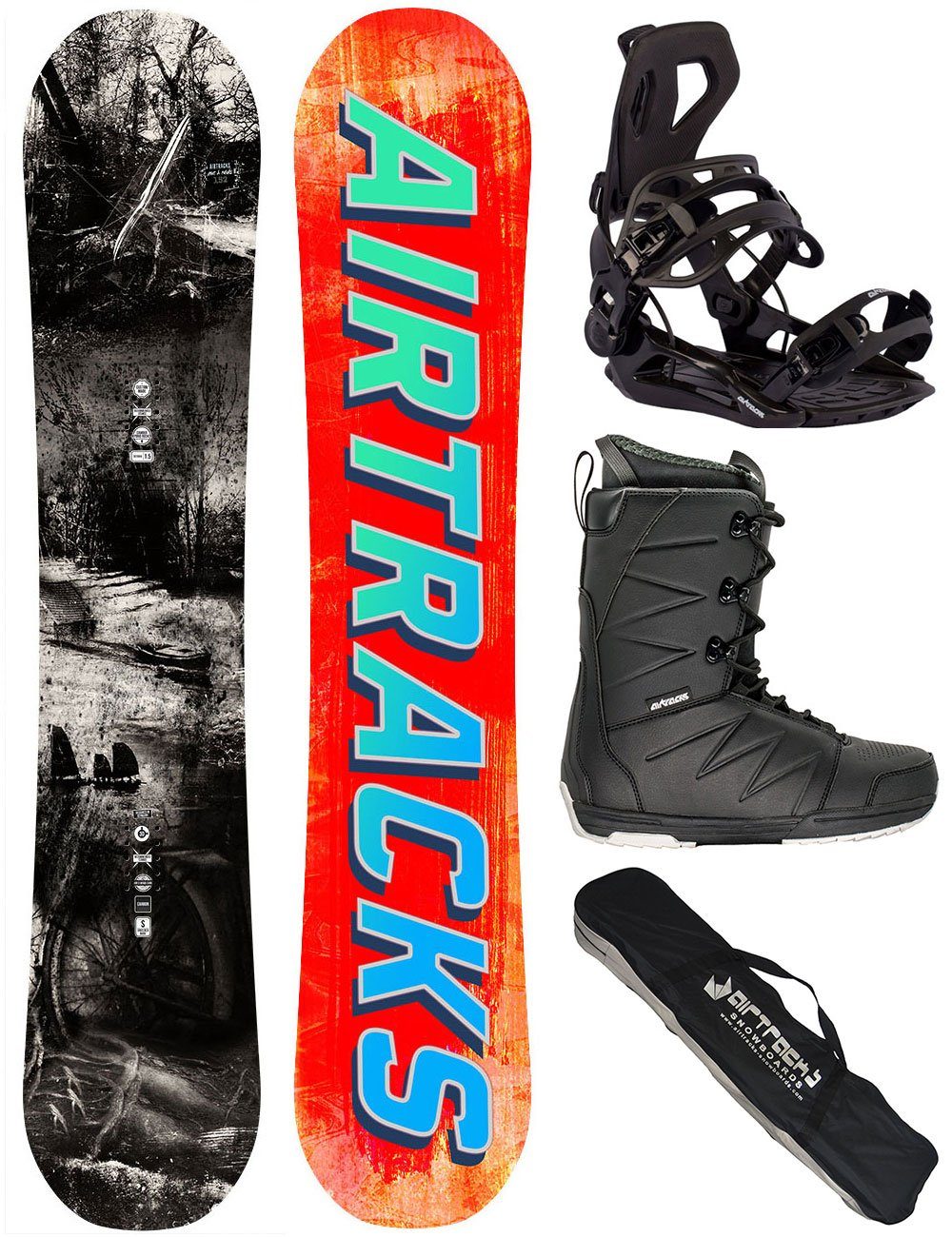 Airtracks Snowboard Snowboard Komplett Set Past&Future Wide » Mod. 23 (4er Pack), Snowboard Rocker + Bindung Master + Boots + Sb / 152 157 159 162 cm