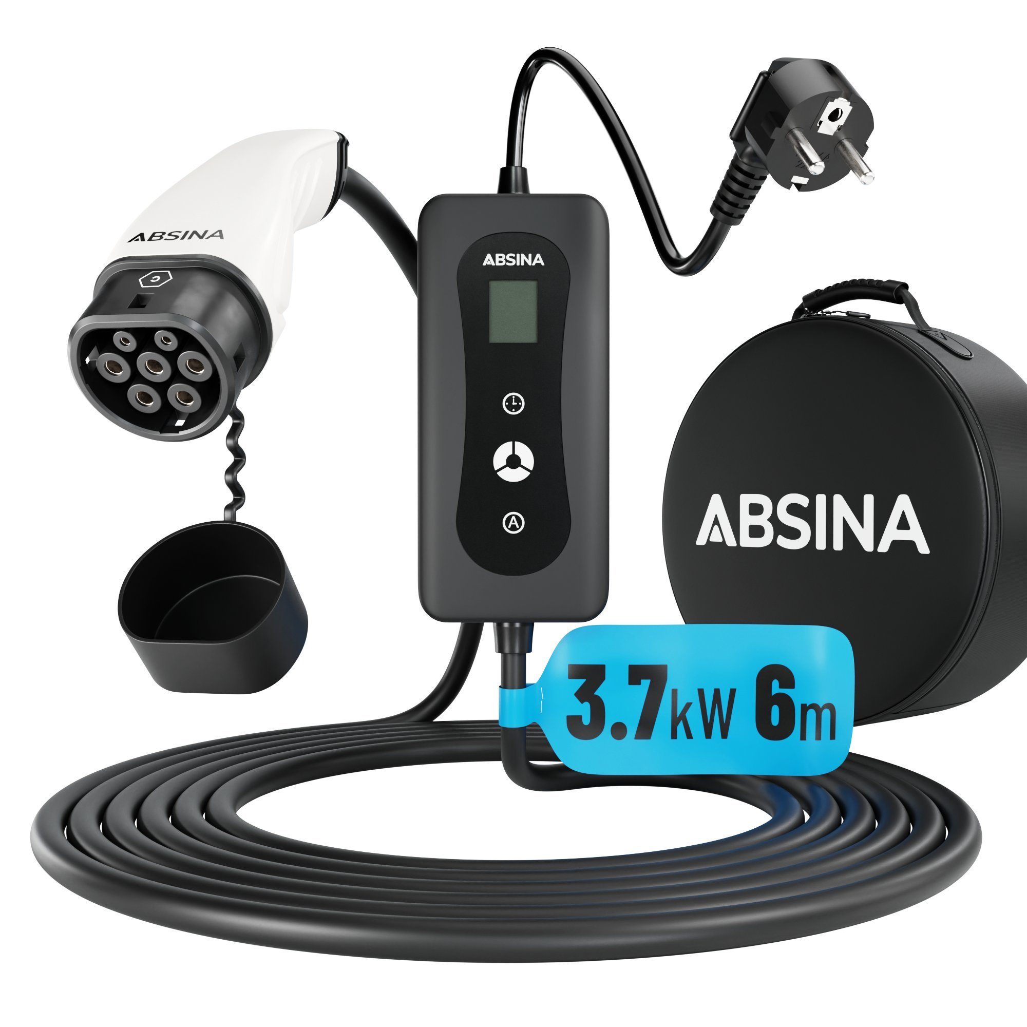 ABSINA »Typ 2 Ladekabel Schuko bis 3,7 kW & 16A Ladeleistung einstellbar 6 Meter Ladekabel