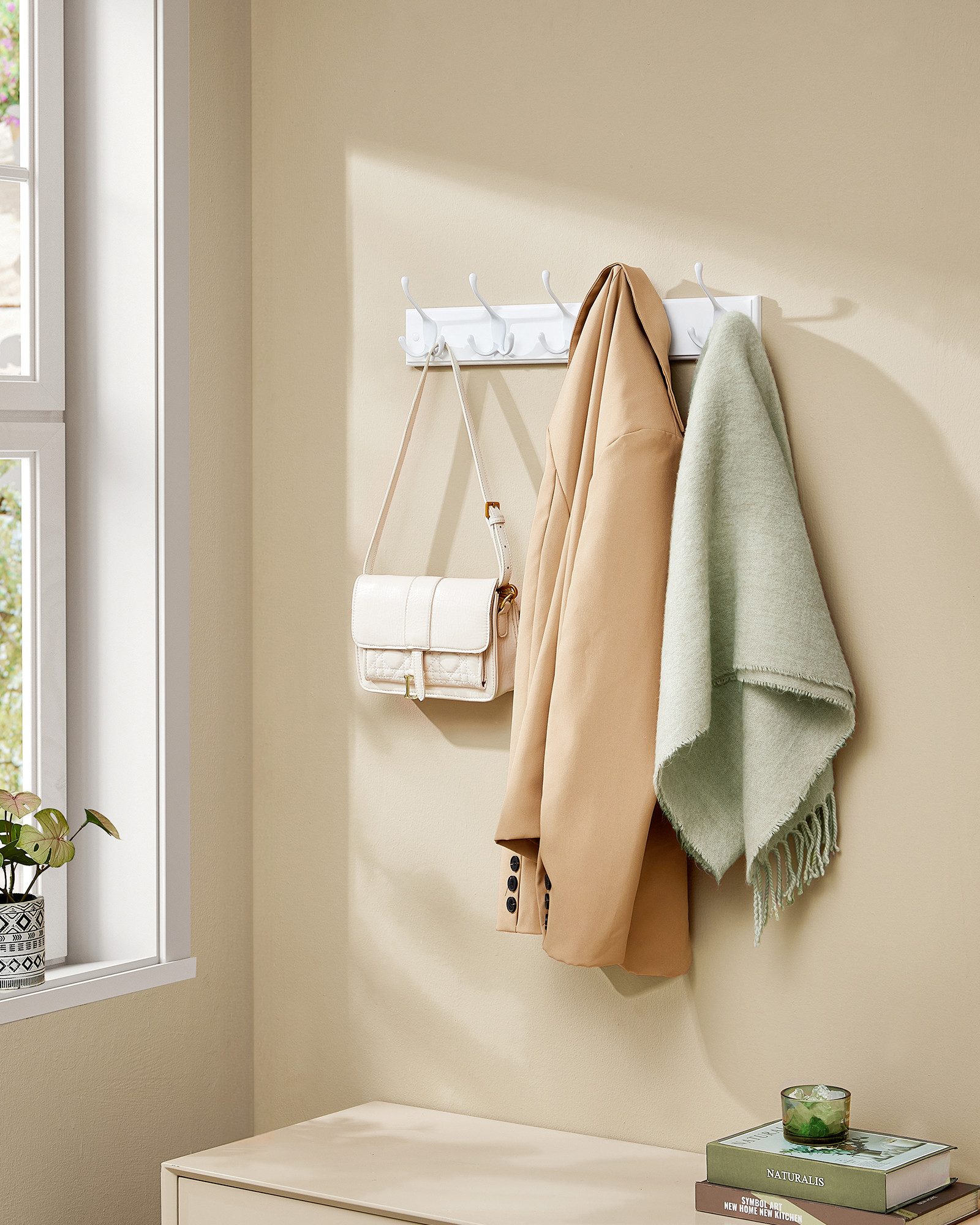 SONGMICS Wandgarderobe Garderobenhaken, 5 Dreifach-Kleiderhaken, 50,4 günstig online kaufen