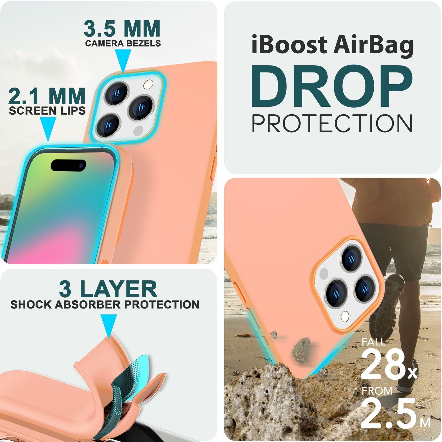 Nalia Smartphone-Hülle Apple iPhone 15 Pro 15,5 cm (6,1 Zoll), Liquid Silikon Hülle kompatibel mit MagSafe / Easy Clean Magnet Cover