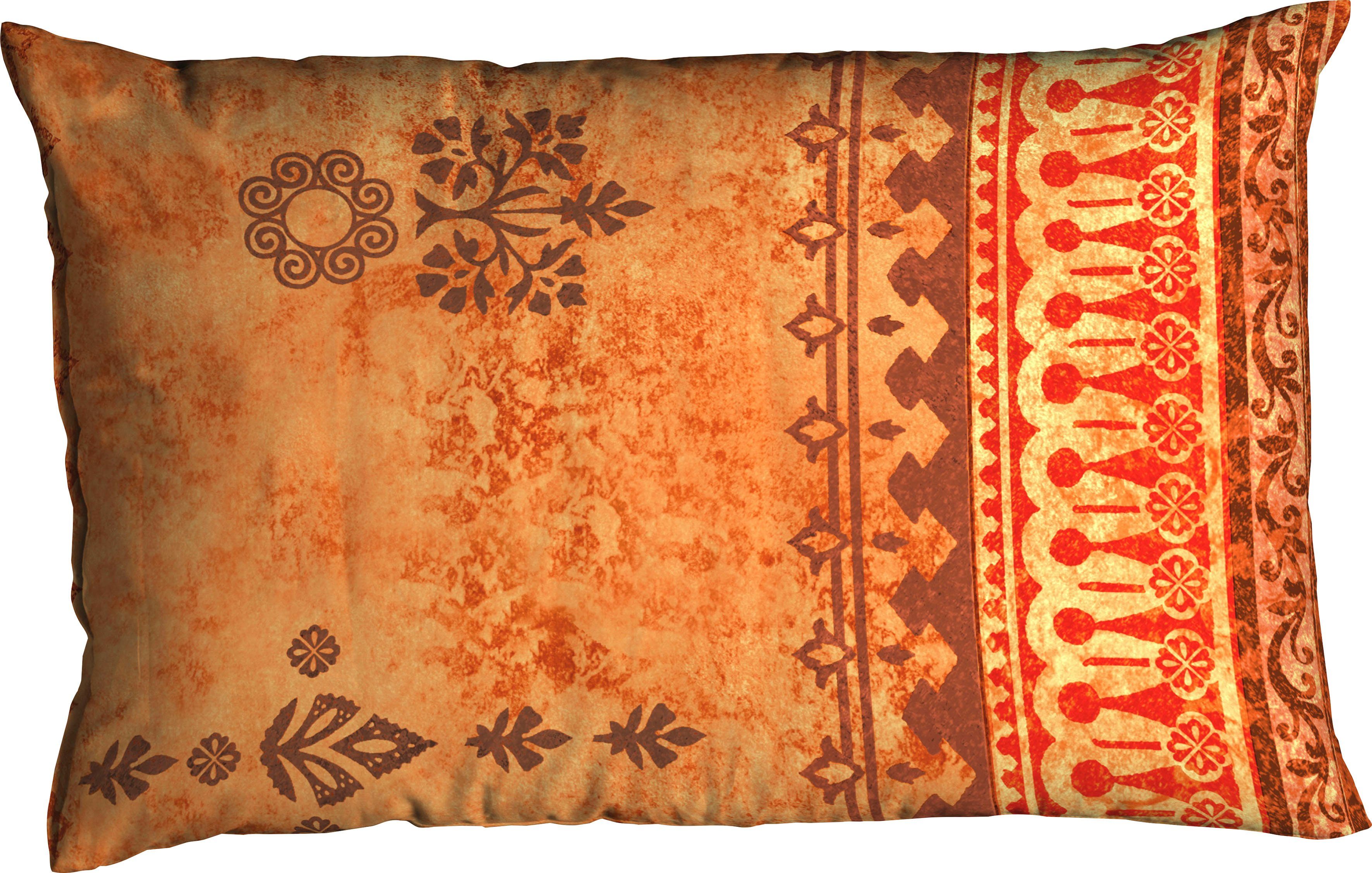 Kissenbezug Indi, CASATEX (1 Stück), Kissenbezug mit Ornamenten, passend zur Bettwäsche in Qualität Satin terra