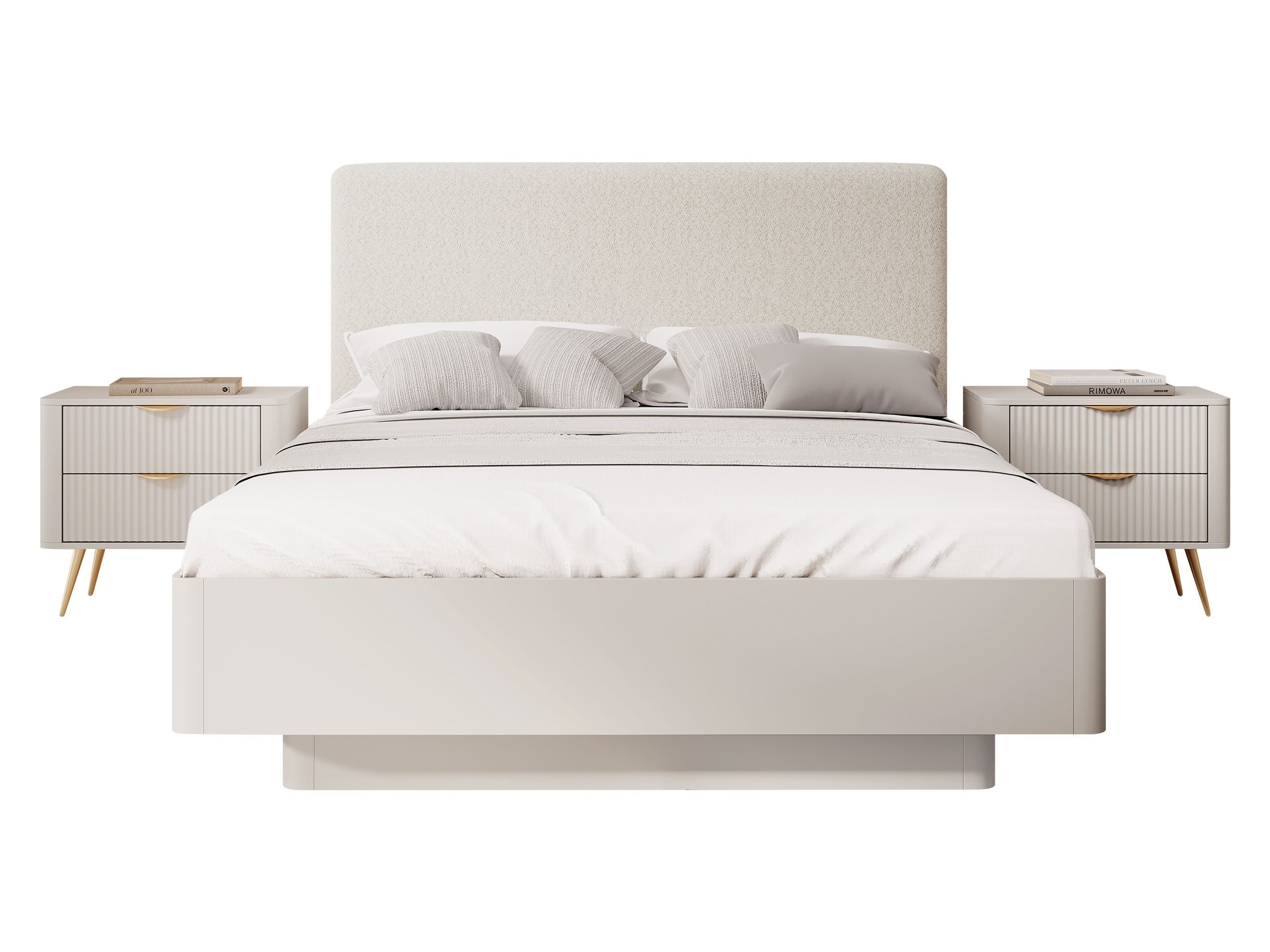 MIRJAN24 Schlafzimmer-Set Lante V, (3er-Set, Bett, 2x Nachttisch), Metallrahmen und zwei Gasdruckfedern, 160x200 cm