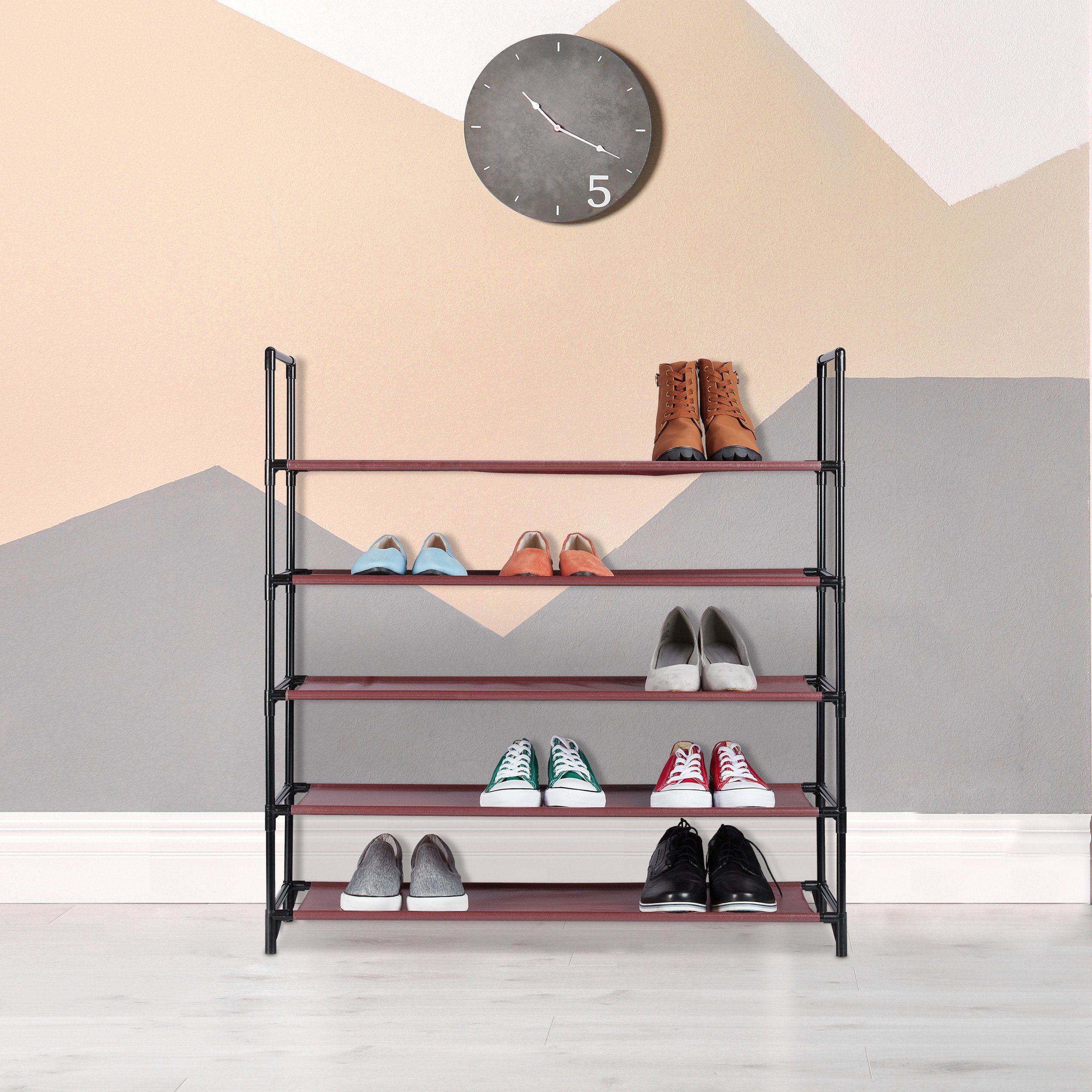 relaxdays Schuhregal Stecksystem XL, Bordeaux günstig online kaufen