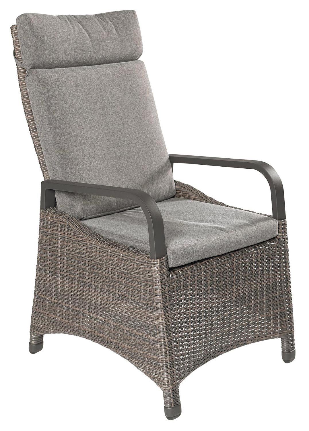 Outdoor Gartensessel KOMIDO, Anthrazit, Braun, B 60 cm, Aluminium, (1-St), Kunststoffgeflecht, Rückenlehne 2-fach verstellbar