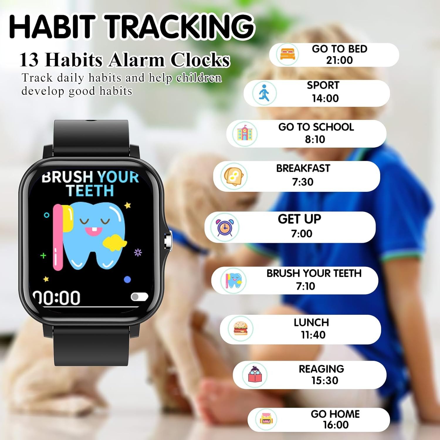 Kaacly W05 Smartwatch (3,9 cm, sim-karte), Kinder Smartwatch Lernspiele