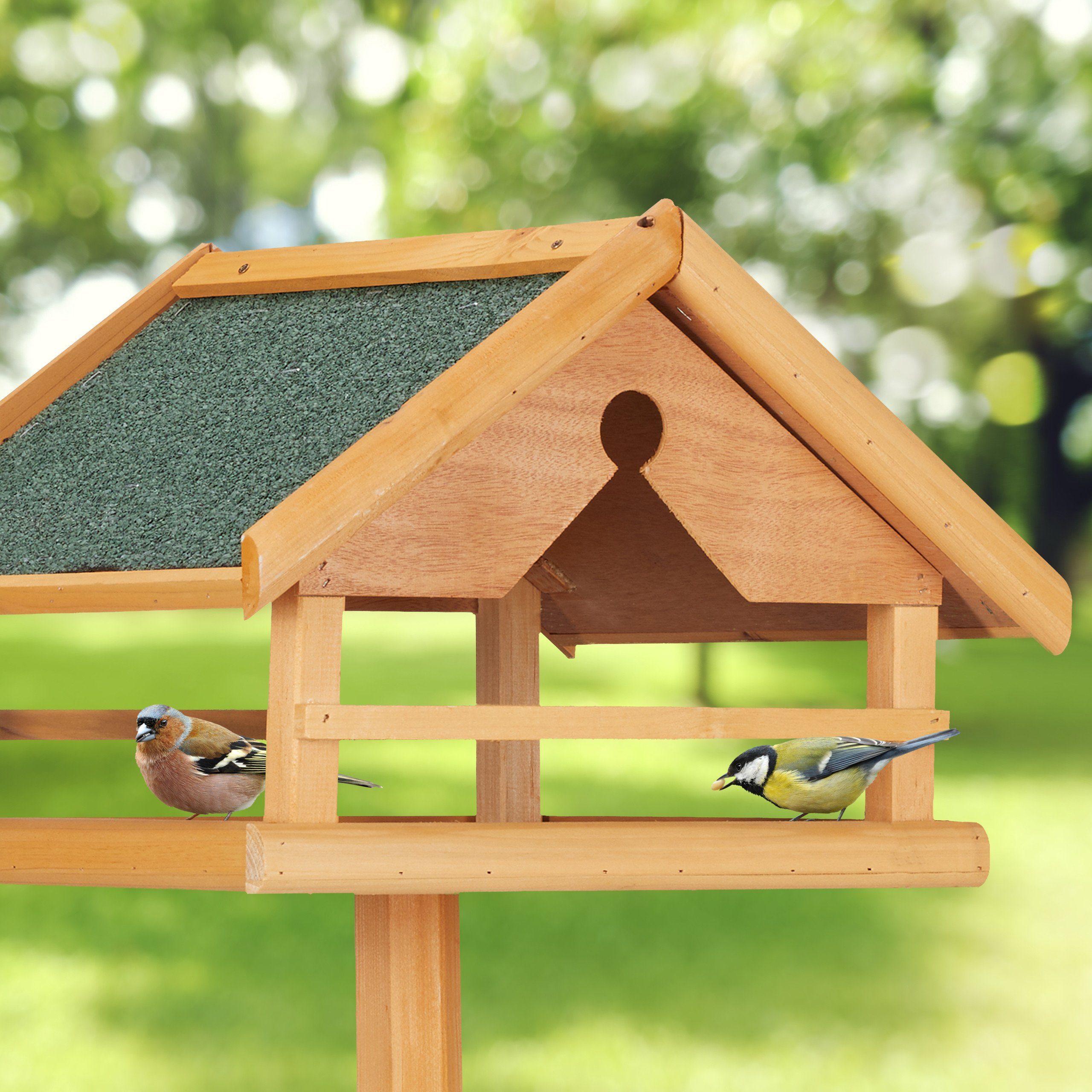 relaxdays Vogelhaus Vogelfutterhaus mit Ständer