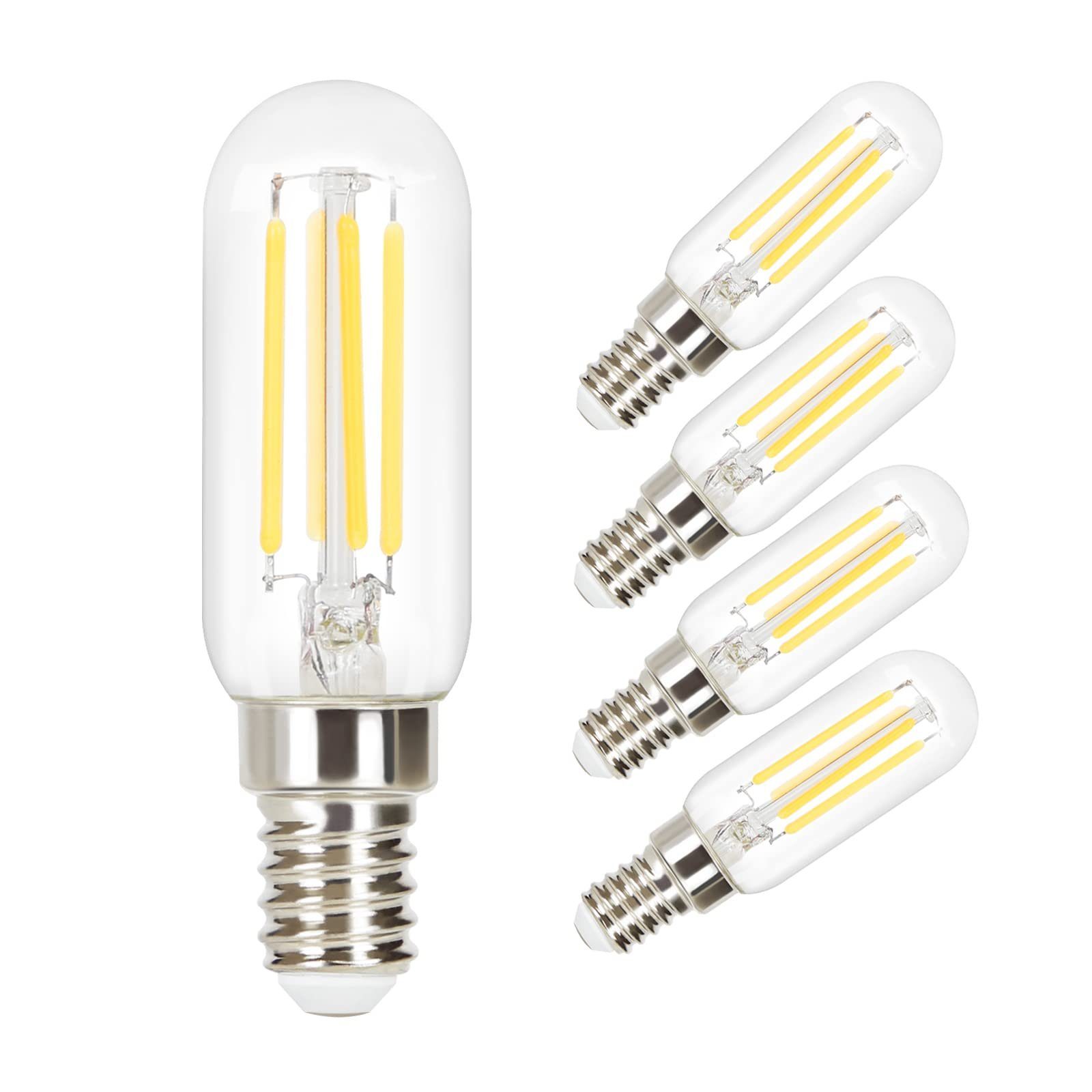 ZMH LED-Leuchtmittel Edison LED Vintage Glühbirne - T25 2700K, E14, 4 St., warmweiß, Filament Retro Glas Birne Energiesparlampe