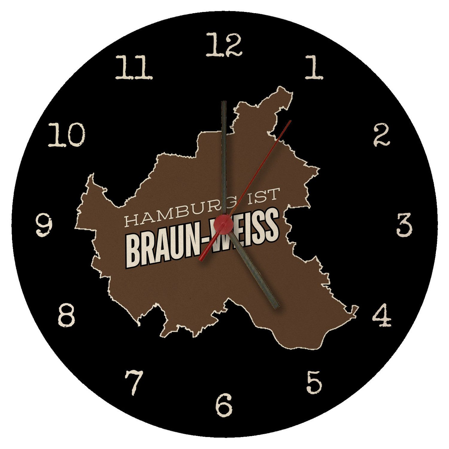 speecheese Wanduhr St. Pauli Wanduhr aus MDF mit Spruch Hamburg ist braun-w günstig online kaufen