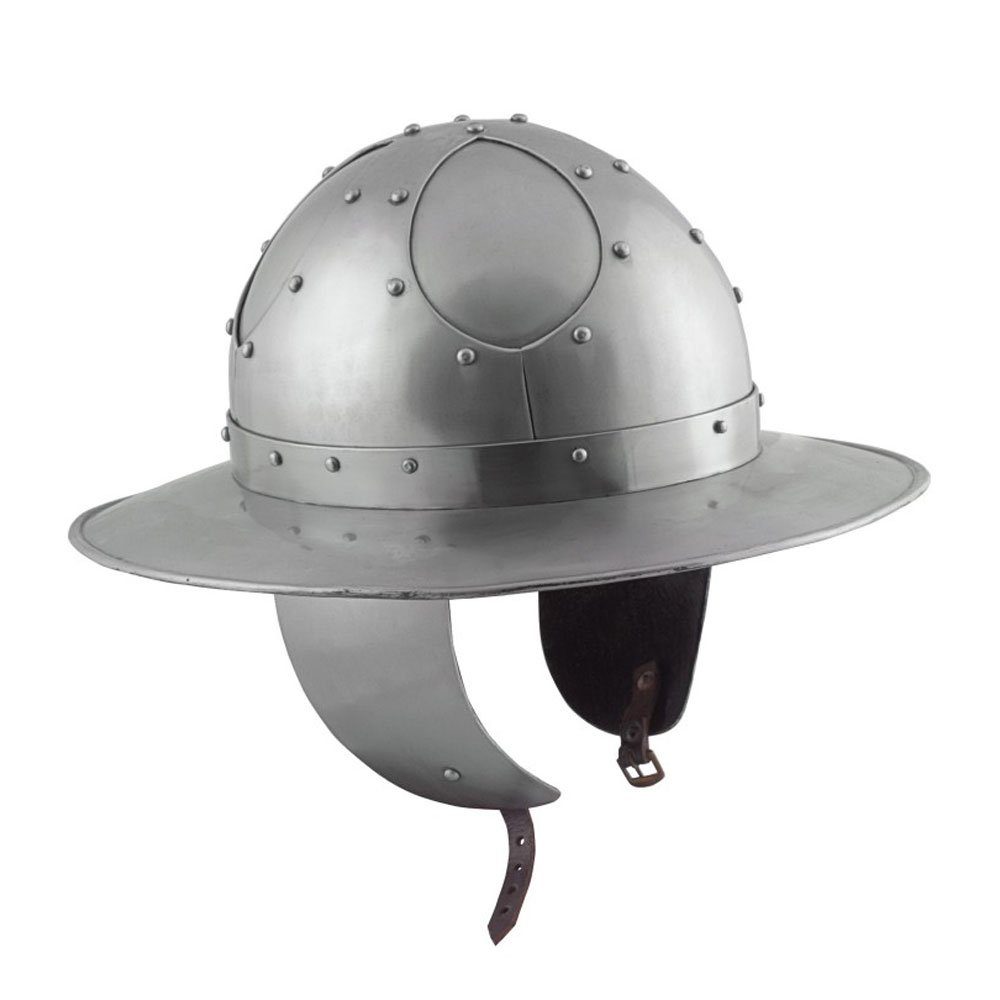 Battle Merchant Ritter-Kostüm Eisenhut mit Wangenklappen, 2 mm Stahl - schaukampftauglich