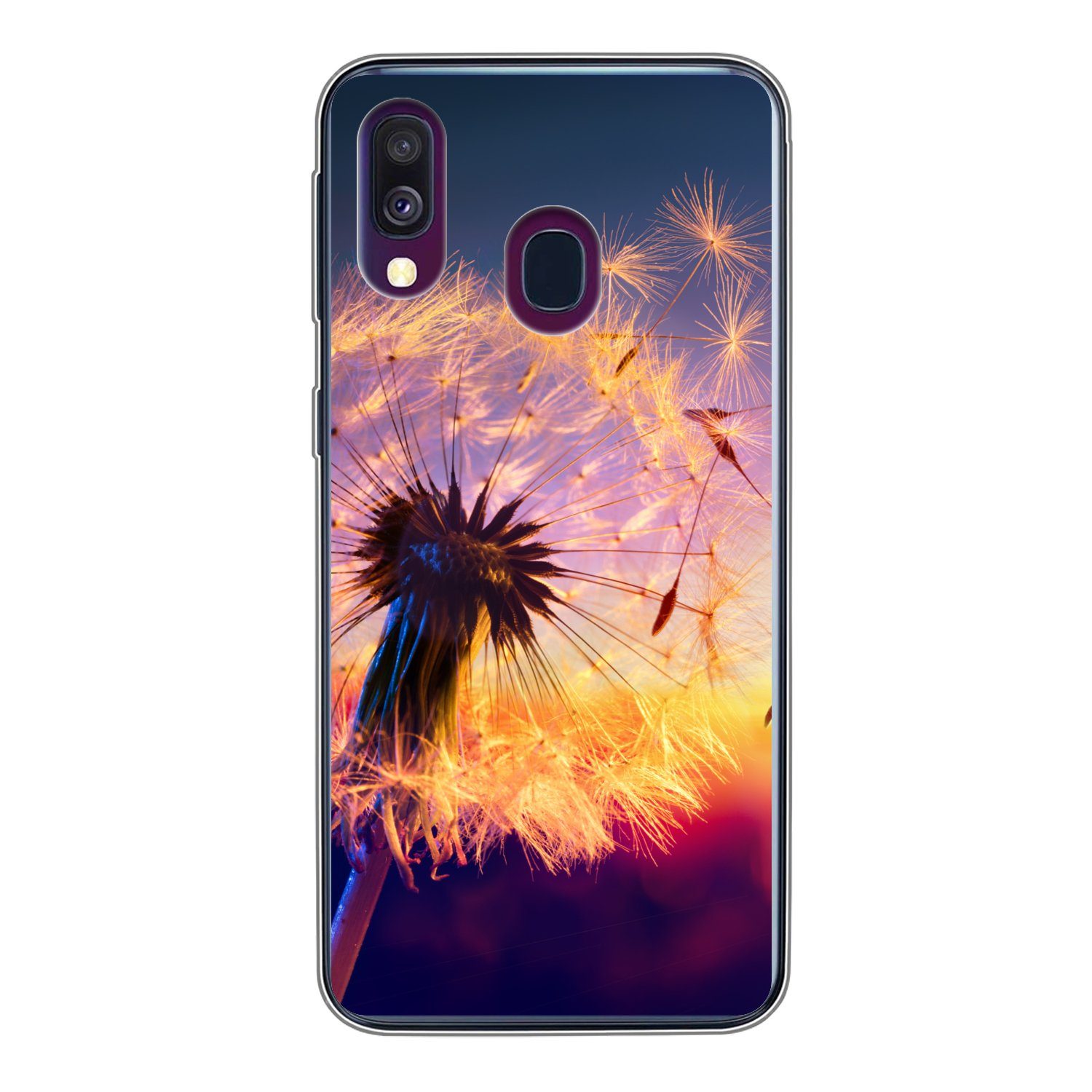 MuchoWow Handyhülle für Samsung Galaxy A40 Löwenzahn - Blumen - Sonnenuntergang - Horizont, Smartphone-Bumper, Print, Handy Schutzhülle Dünn