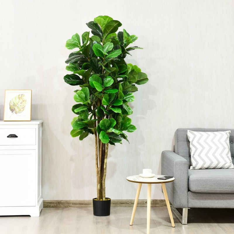 Kunstbaum »Feigenbaum Kunstpflanze Zimmerpflanze«, COSTWAY, Höhe 180 cm, 180cm Künstlich mit Blumentopf