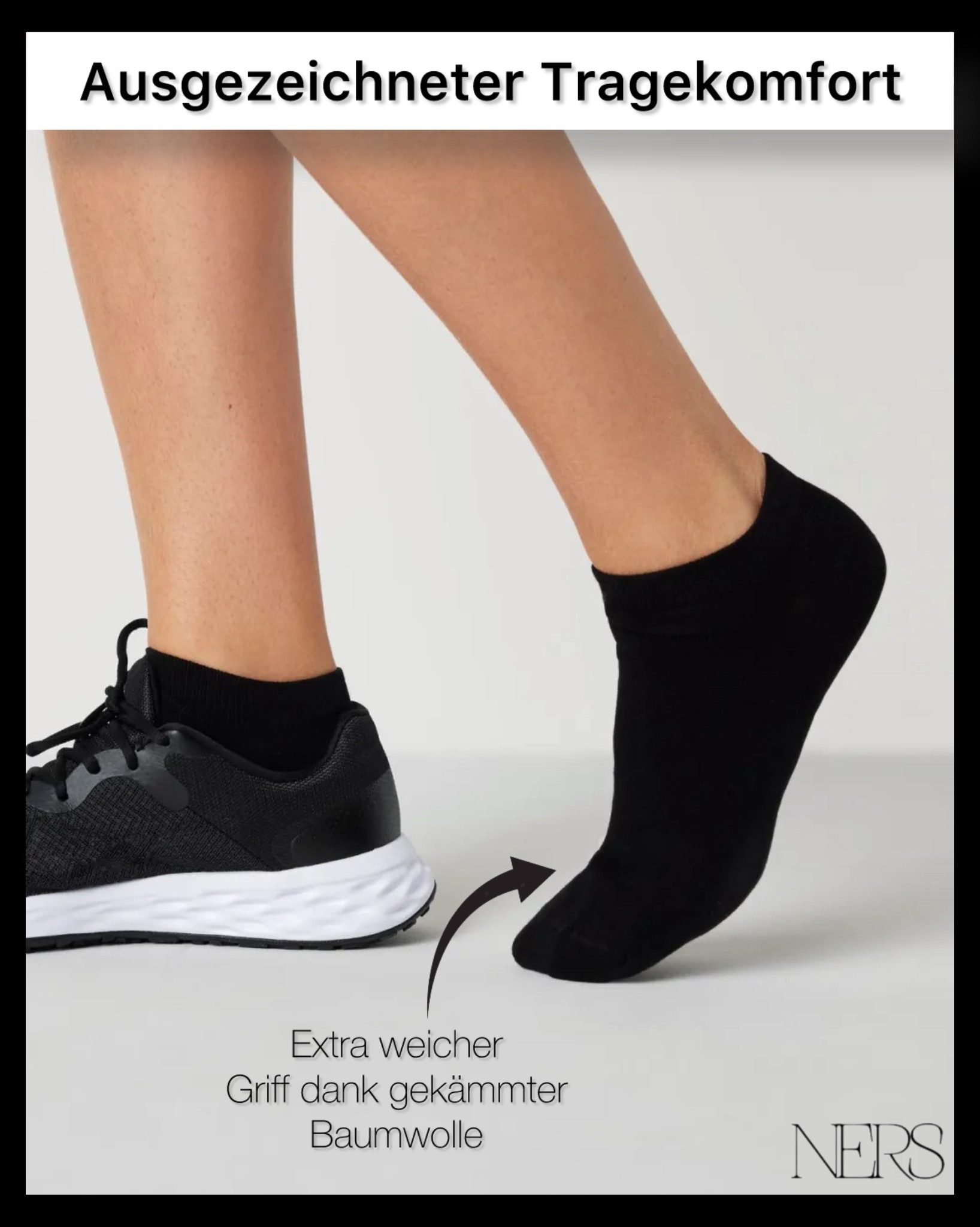 NERS Sneakersocken 10-20 Paar Sneaker Socken aus Baumwolle, für Damen & Herren, ohne Naht (10-Paar, 10 Paar) Kein Verrutschen, mit Komfortbund, atmungsaktiv, für Alltag & Sport