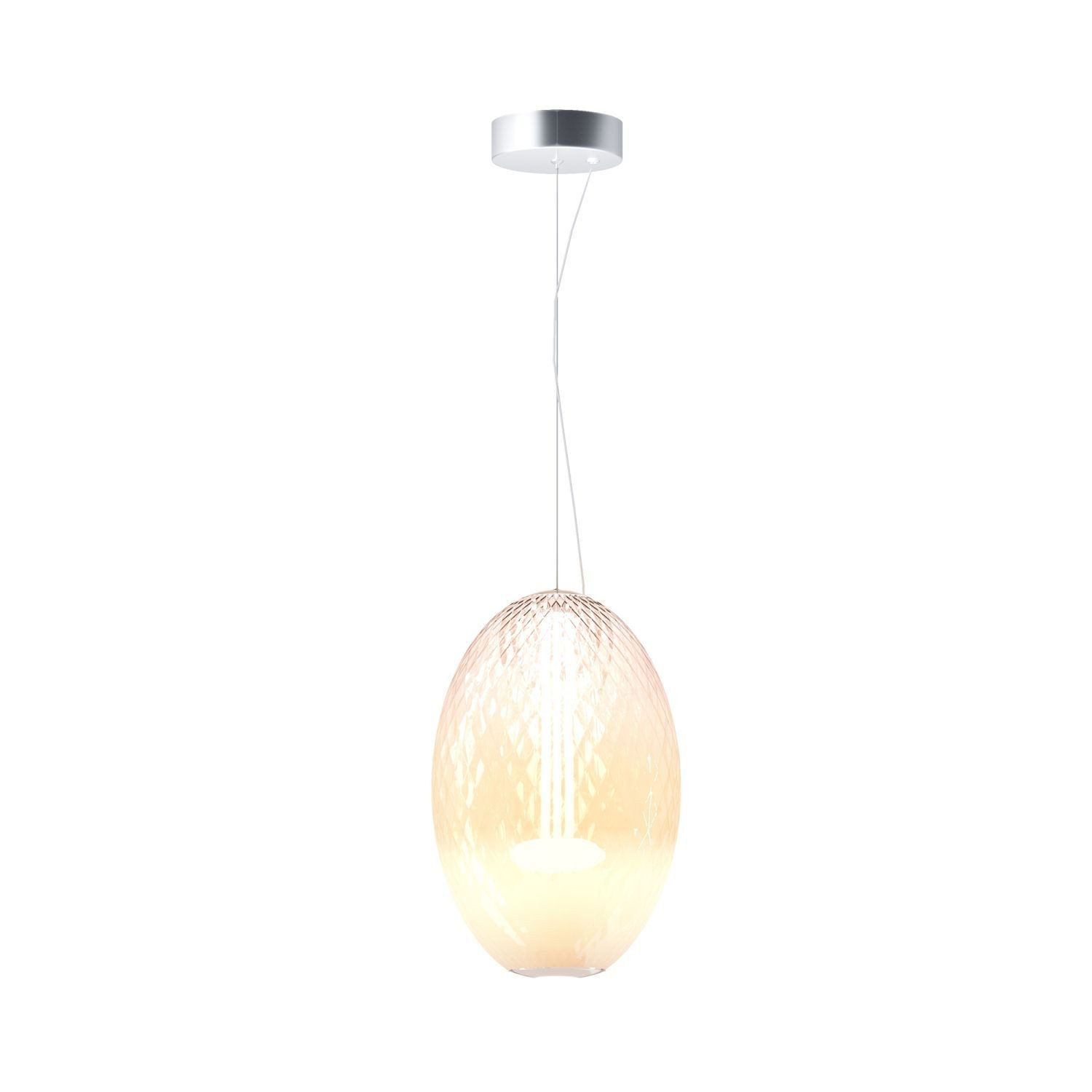 Licht-Erlebnisse Pendelleuchte JOVA, LED fest integriert, Warmweiß, Metall Glas LED H: max. 345 cm Chrom Weiß warmweiß 2700 K 2500 lm