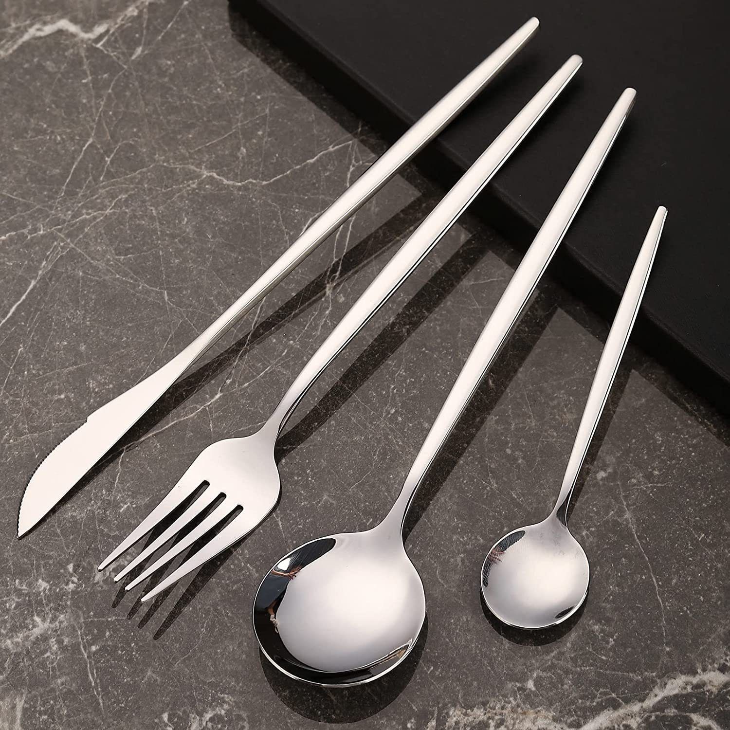 KingLux Besteck-Set 6Personen Essbesteckset 30tlg.Edelstahl Steakmesser mit für