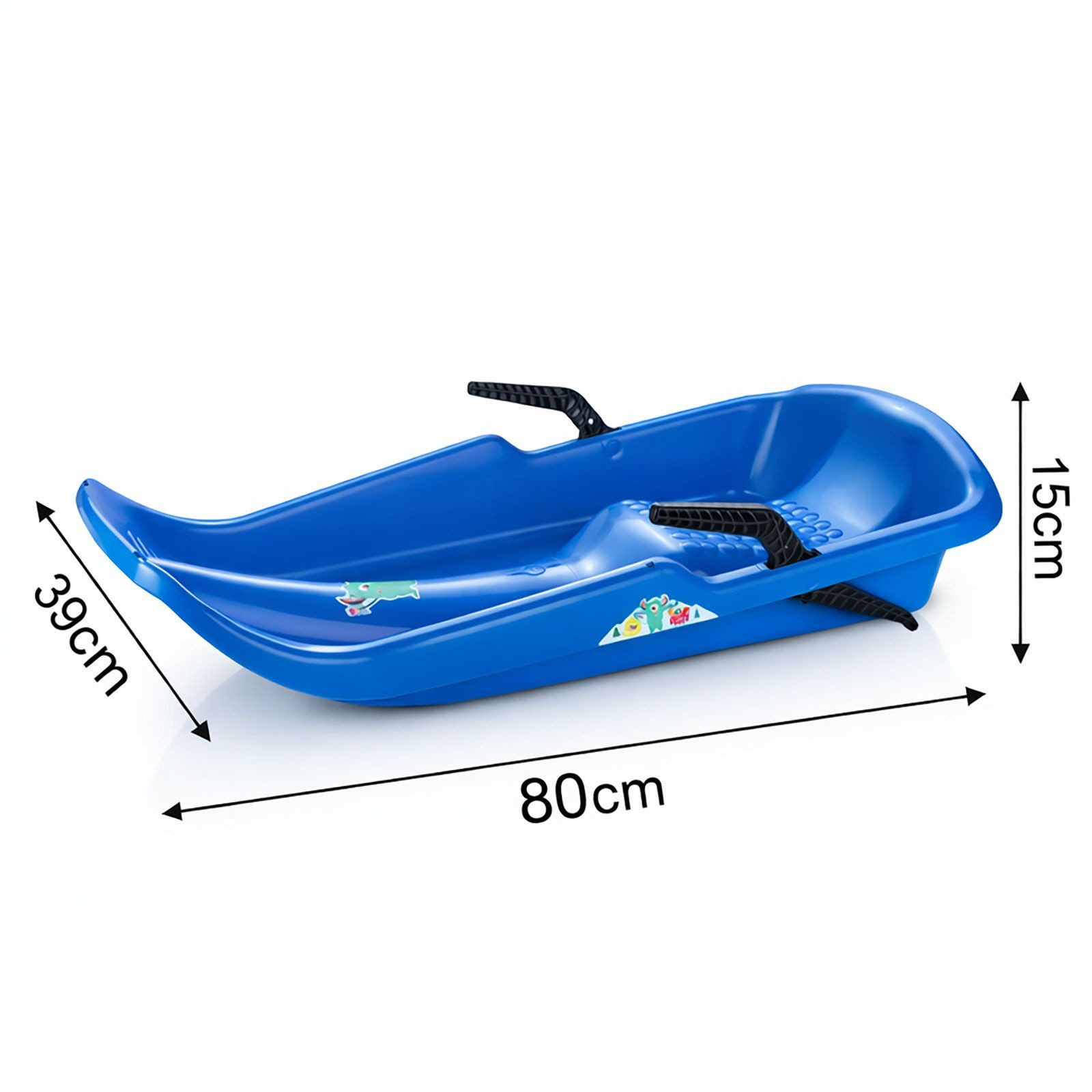 BURI Schlitten Schlitten Twister Race Rodel Kinderschlitten mit Bremsen Blau