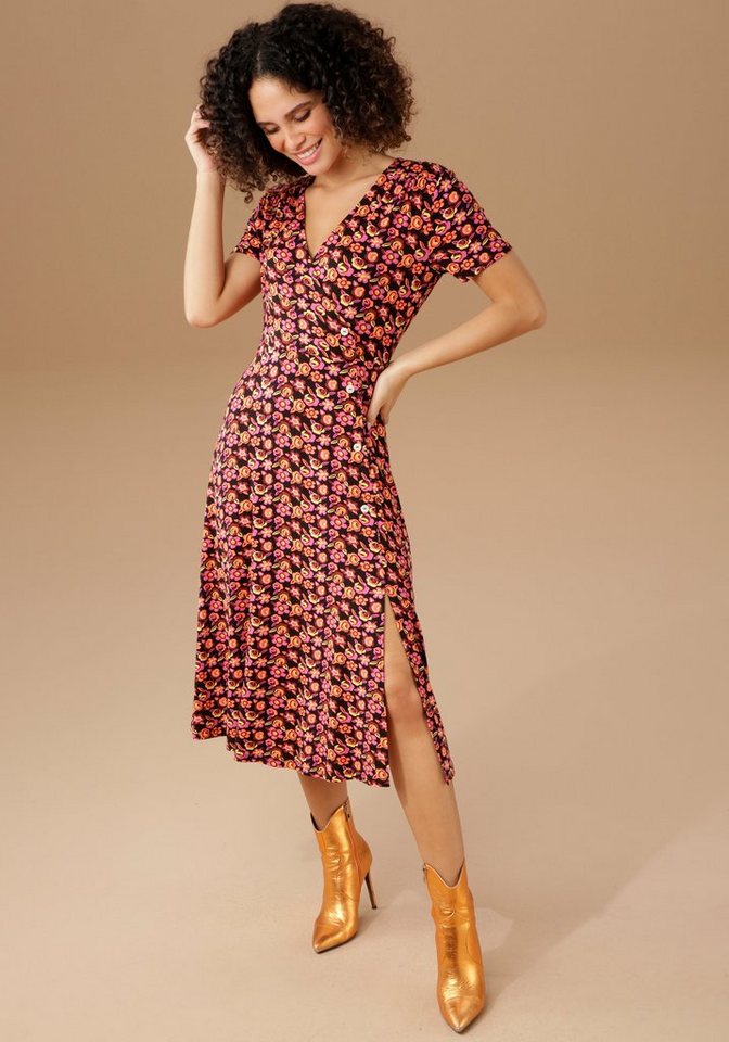 Aniston CASUAL Jerseykleid mit farbenfrohen Blüten bedruckt