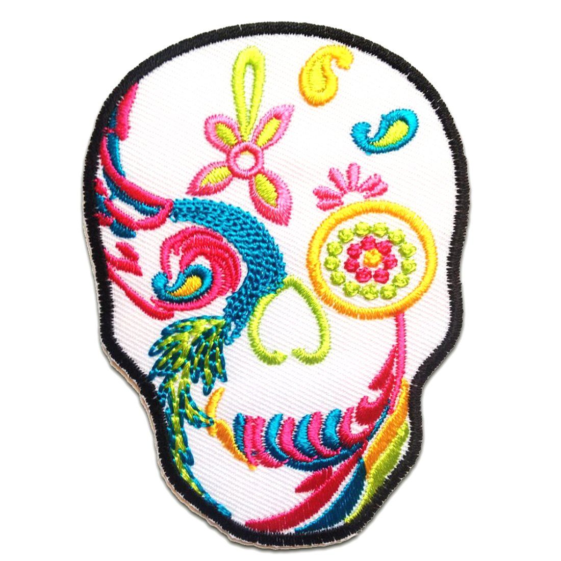 Catch the Patch Aufnäher Bügelbild, Aufbügler, Applikationen, Patches, Flicken, zum aufbügeln, Polyester, Totenkopf modern Skelett - Größe: 6.5 x 9 cm