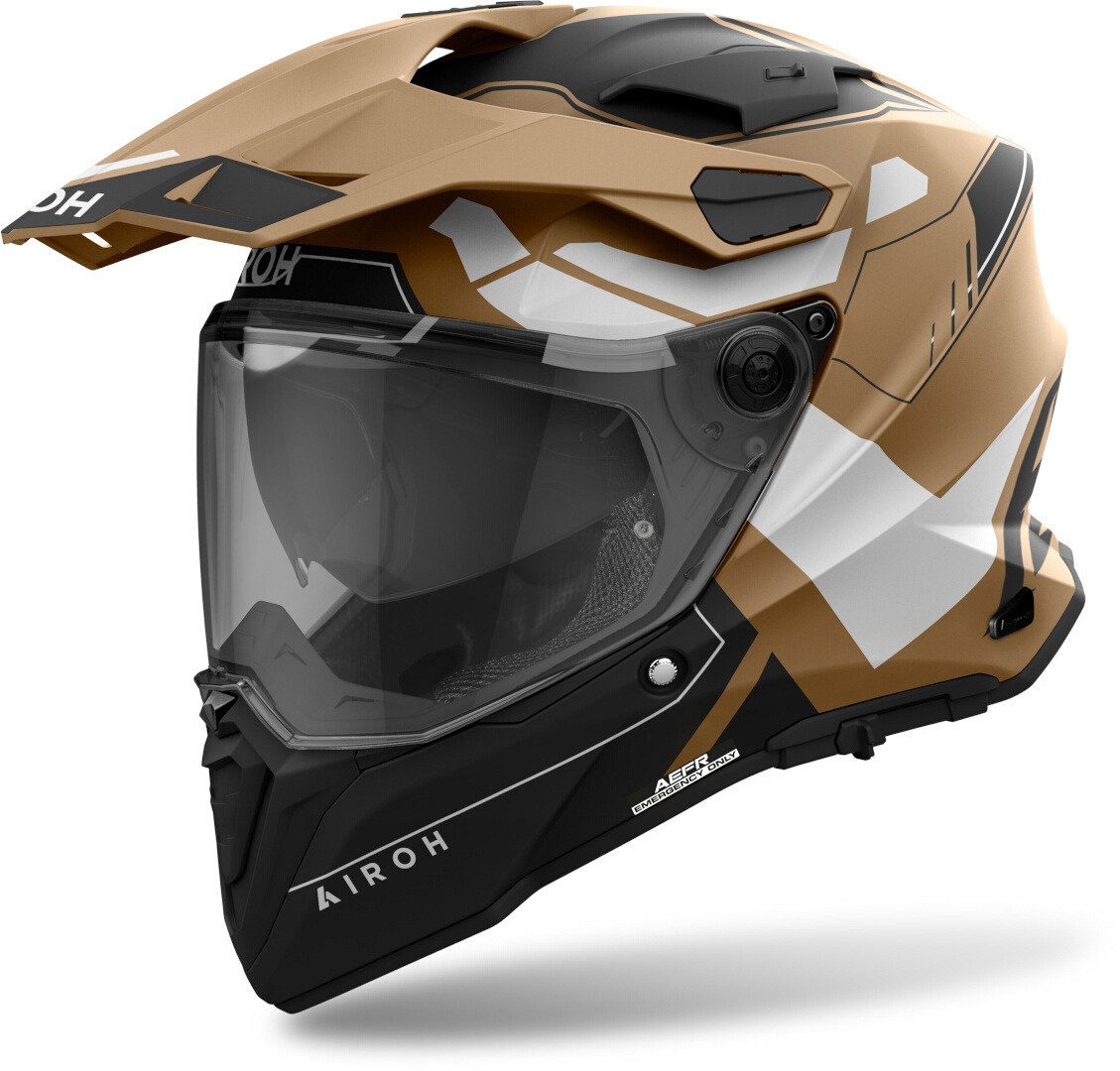Airoh Motocrosshelm Commander 2 Reveal Motocross Helm, vorbereitet für Kommunikationssystem,Notfallsystem-Polsterung (EQ