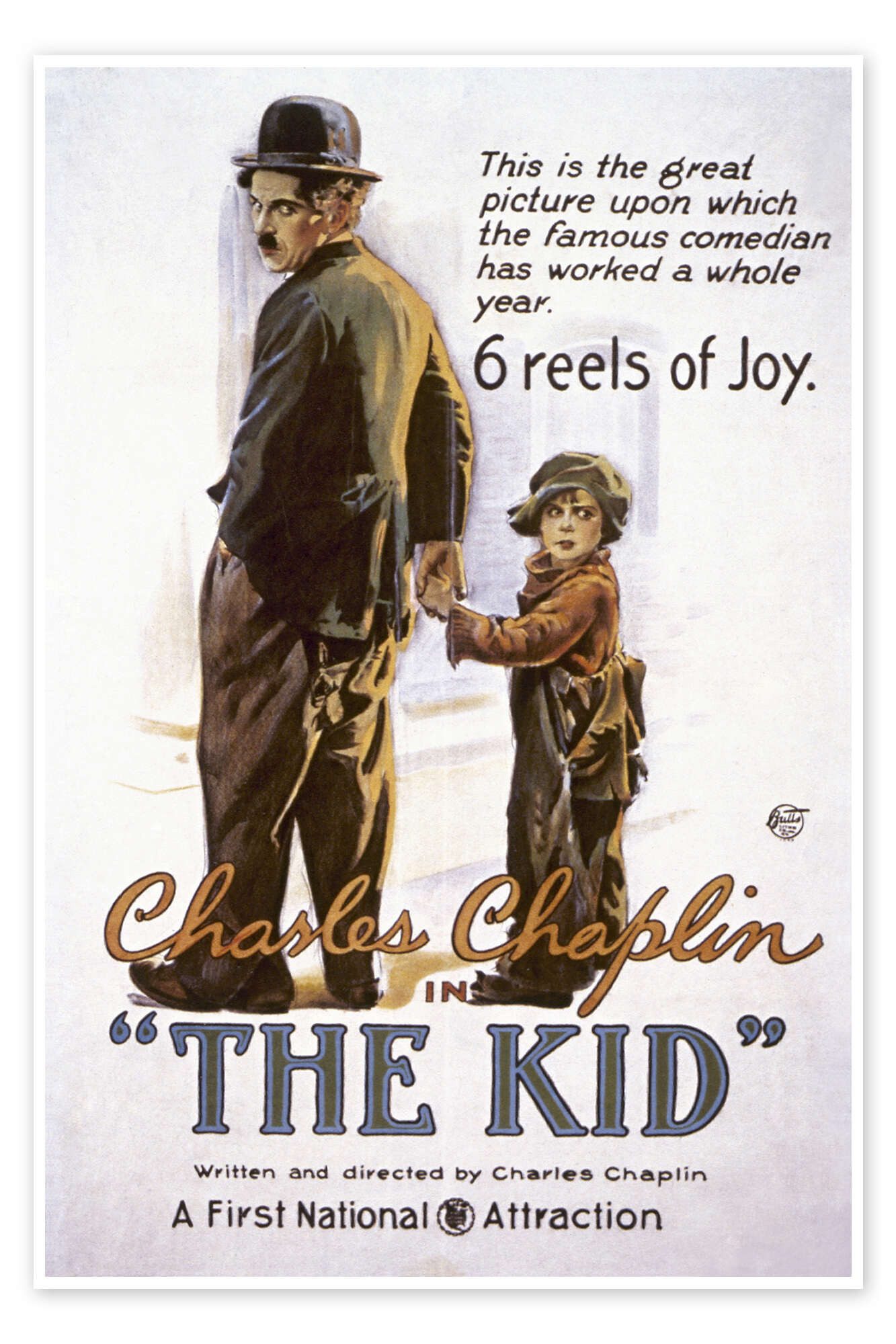 Posterlounge Wandbild Charlie Chaplin, "The Kid" (Der Vagabund und das Kind), 1920, Granger Collection, erhältlich als Poster, Leinwandbild, Wandsticker oder Acrylglasbild