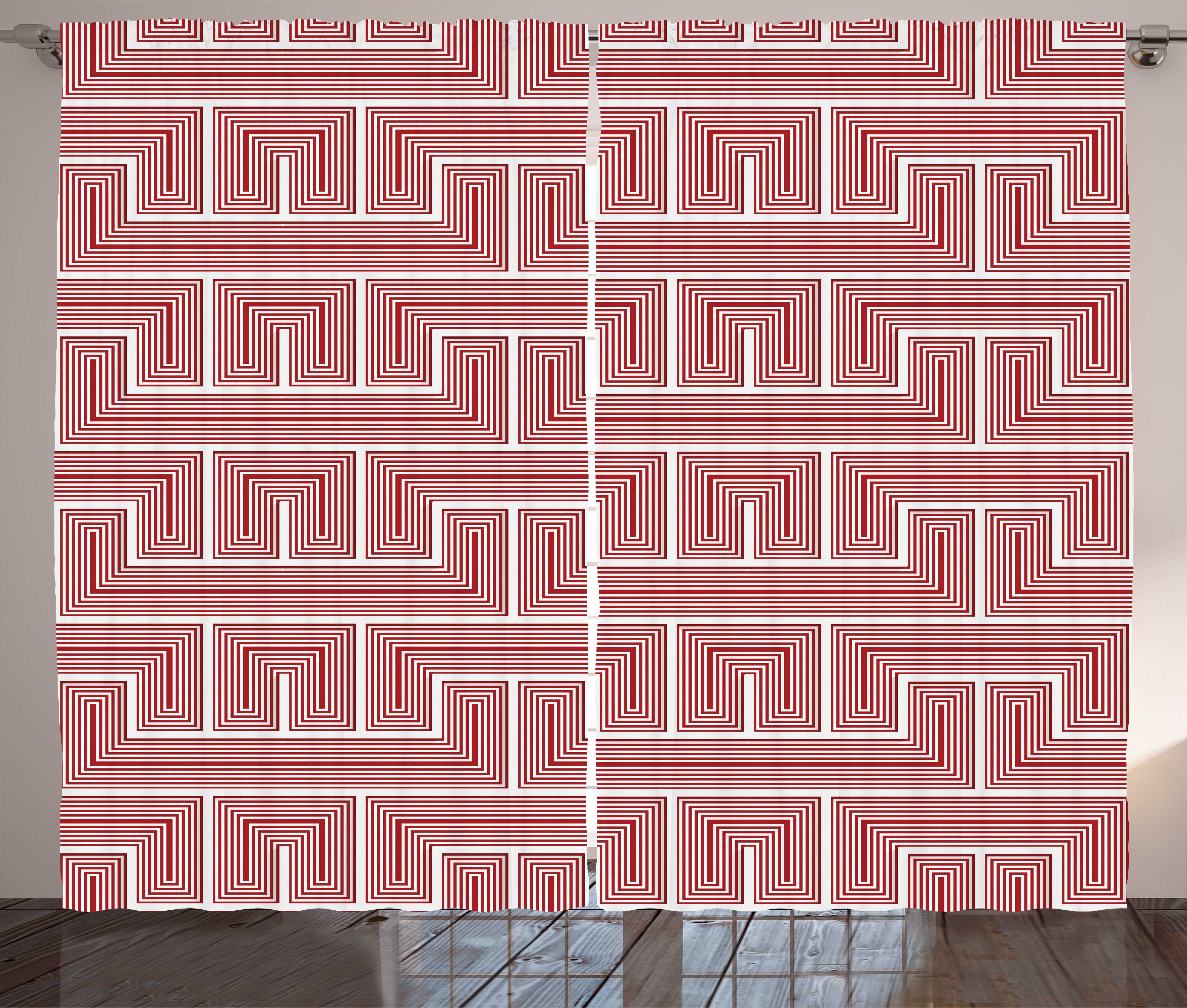 Gardine Schlafzimmer Kräuselband Vorhang mit Schlaufen und Haken, Abakuhaus, Geometrisch Bohemian Mosaik-Linien