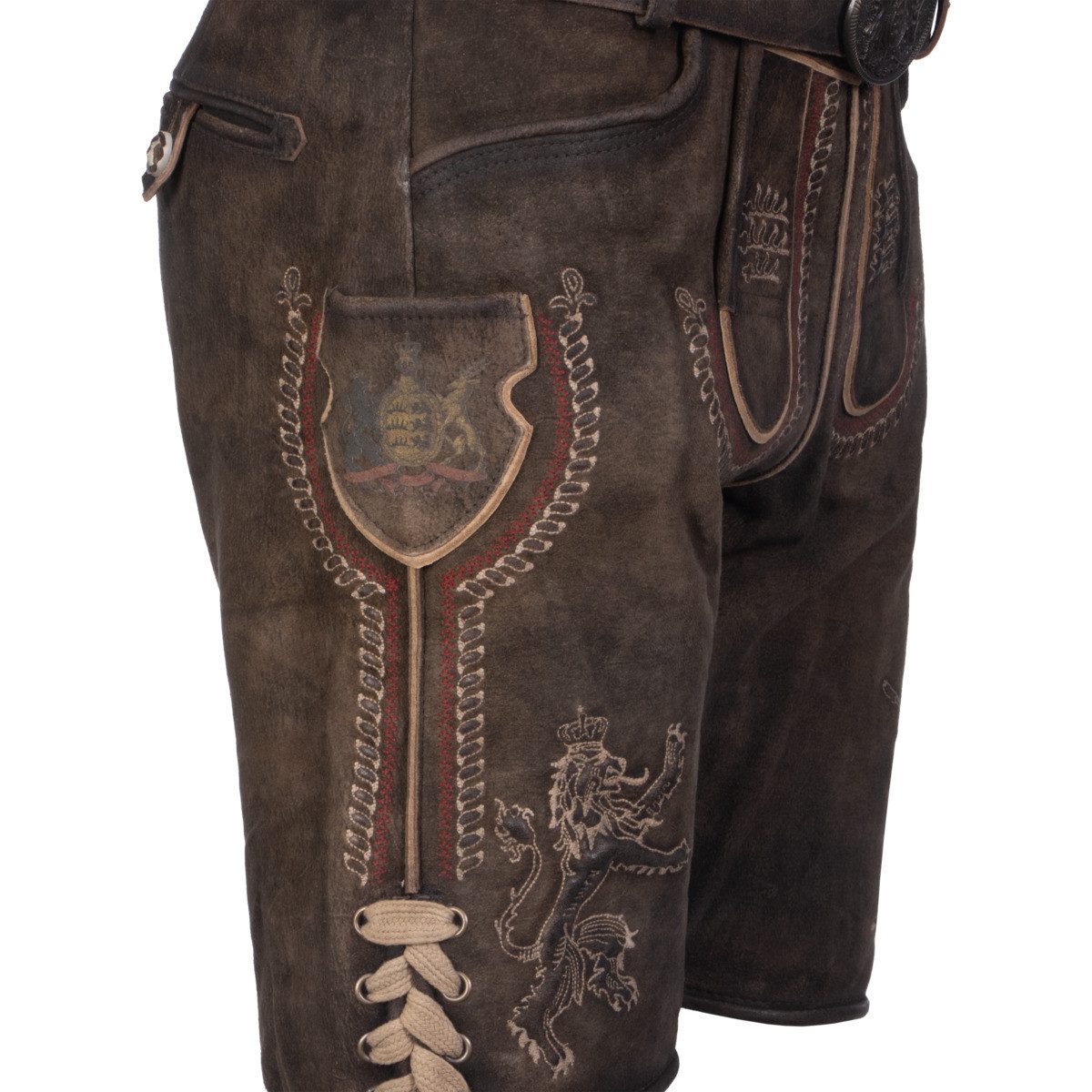 Krüger Trachtenlederhose Furchtlos und Treu 3 Herren (1-tlg) Trachtenlederhose, Trachtenhose, Bayerische Lederhose, Oktoberfest