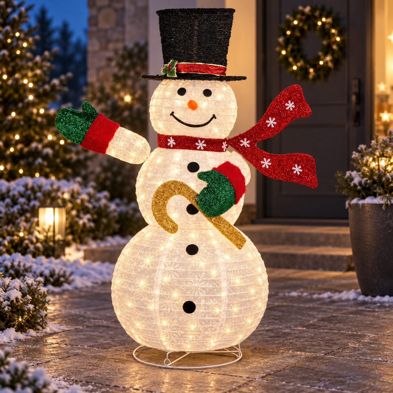 pedete LED Dekofigur Beleuchteter Schneemann. Wetterfeste Weihnachtsdekoration, 100 LED Lichtern für Garten und Haus, 123 cm, Warmweiß, Halloween, Weihnachten, Neujahr, und verschiedene Festtagsdekorationen