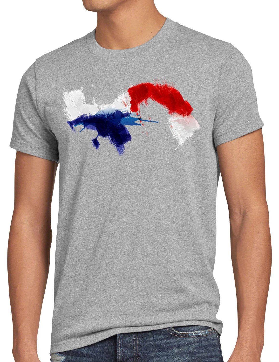 style3 Print-Shirt Herren T-Shirt Flagge Panama Fußball Sport Kanal WM EM Fahne grau meliert