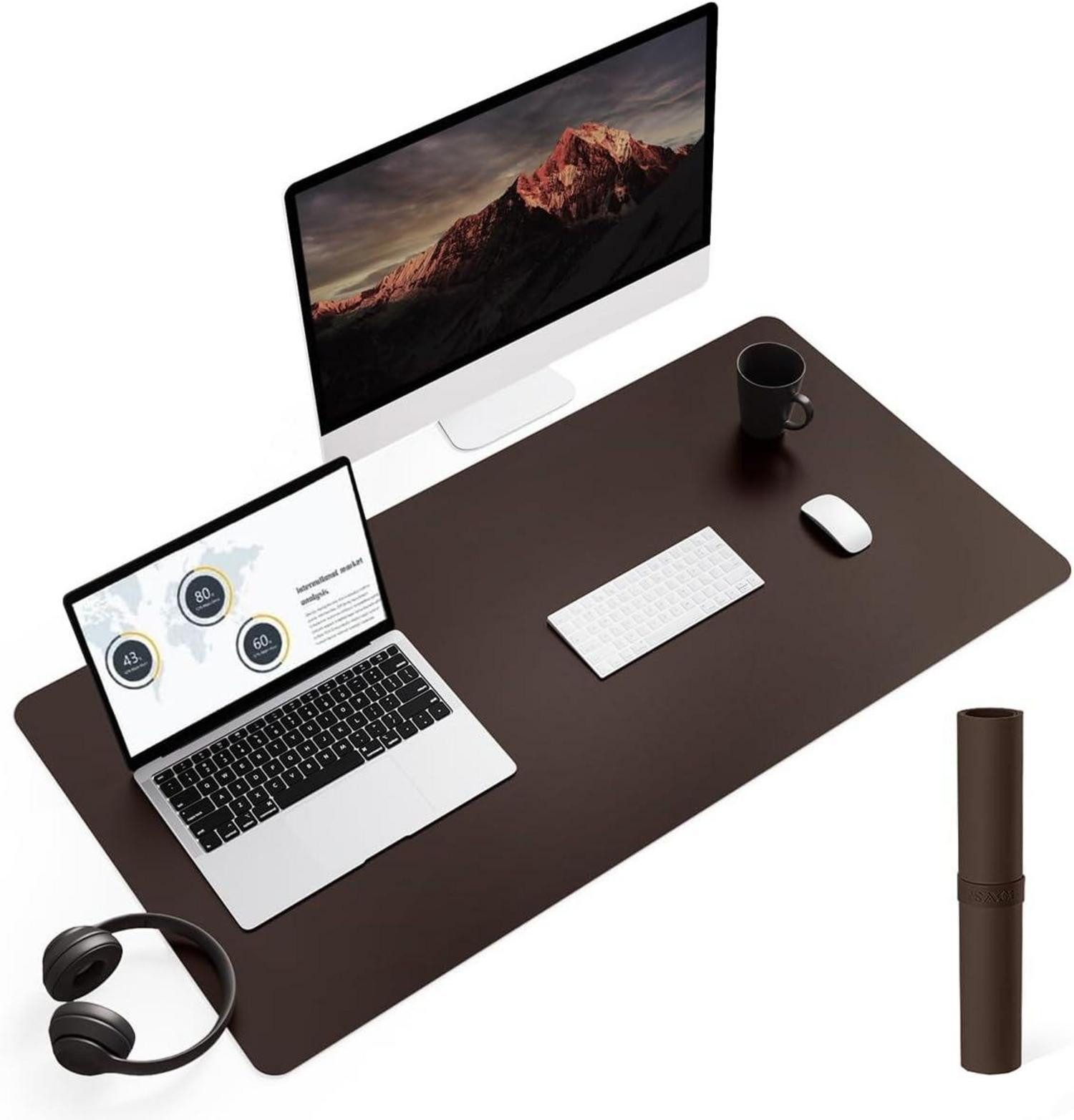 Mauspad Schreibtischunterlage Mauspad Leder Wildleder 90x43cm Büro Home-Office