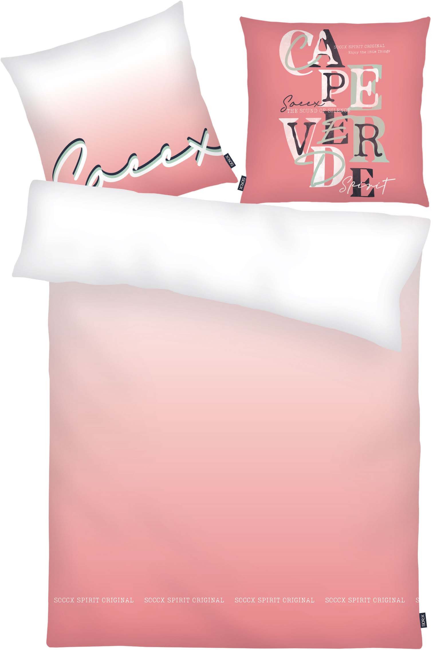 SOCCX Wendebettwäsche Coral Gradient, Renforcé, 2 teilig, gewebtes Label