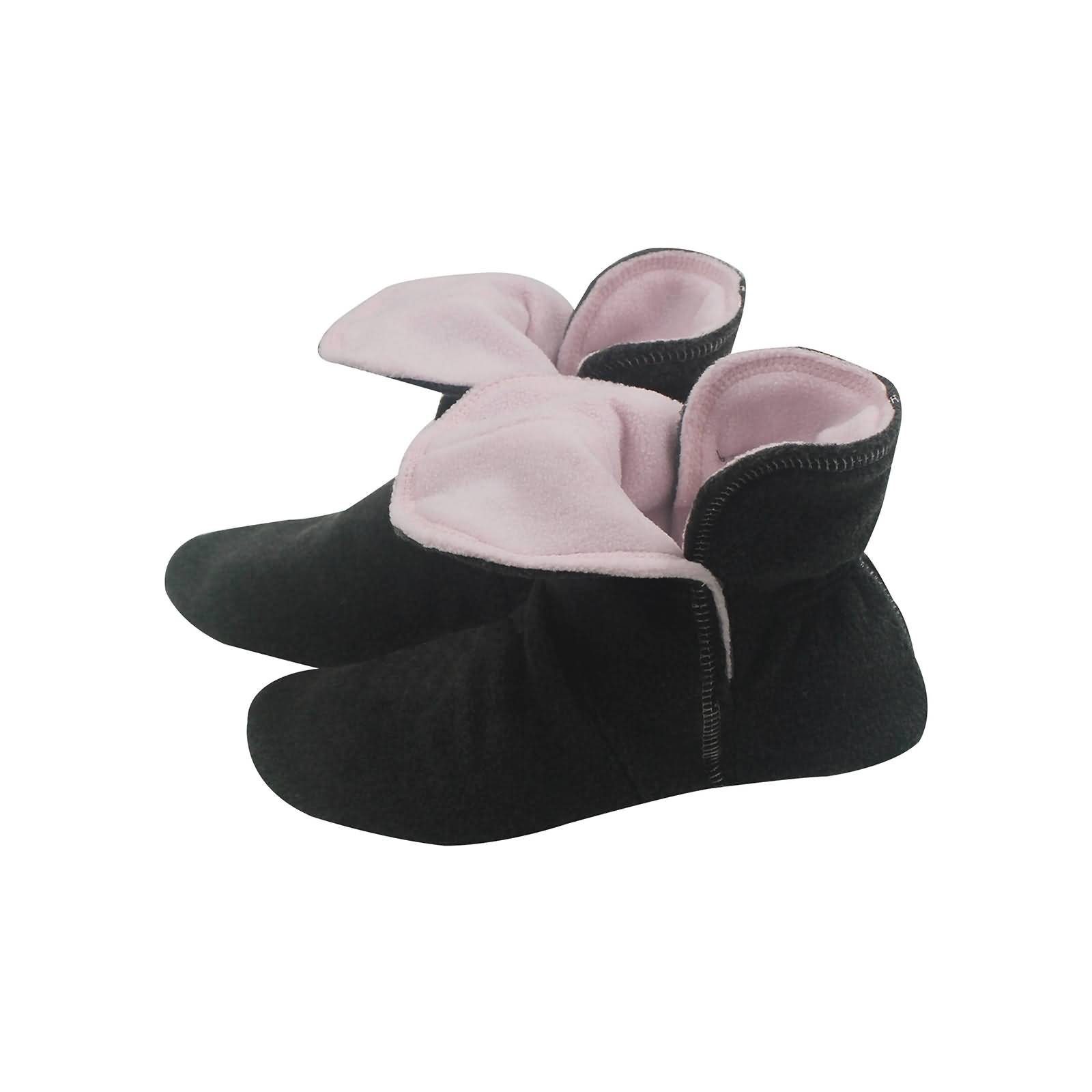 RAIKOU Hausstiefel Hüttenschuhe Stoppersocken und ABS Sohle Damen Rutschfester mit und Flauschige) Miro Fleece Hausschuh Kinder  Schwarz/Rosa Herren Super (aus für