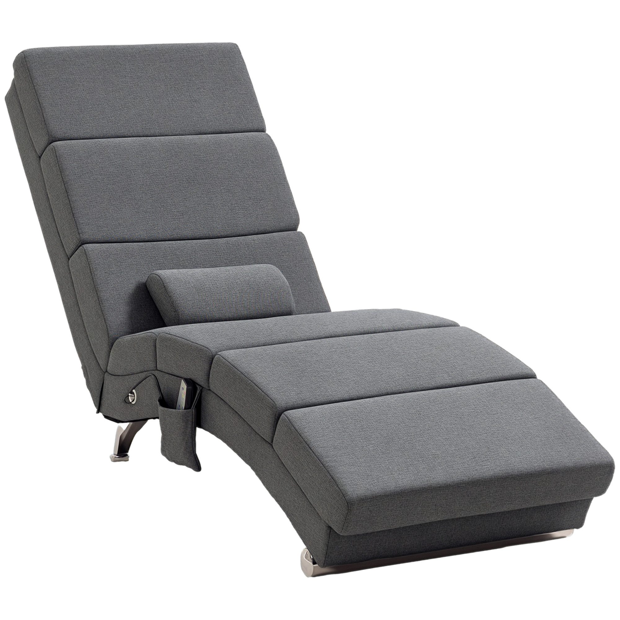 HOMCOM Massagesessel Relaxsessel TV Sessel mit Liegefunktion Massage Wärmefunktion (Relaxsessel, 1-St., Elektrisch Fernsehsessel), TV Sessel mit Lendenkissen Seitentasche Fernbedienung Dunkelgrau