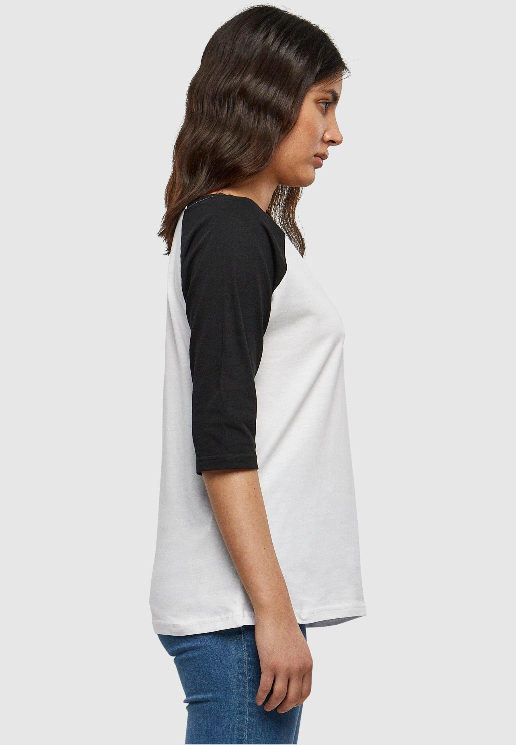 (1-tlg) Raglan Tee Damen Contrast URBAN Kurzarmshirt Ladies CLASSICS white/black 3/4